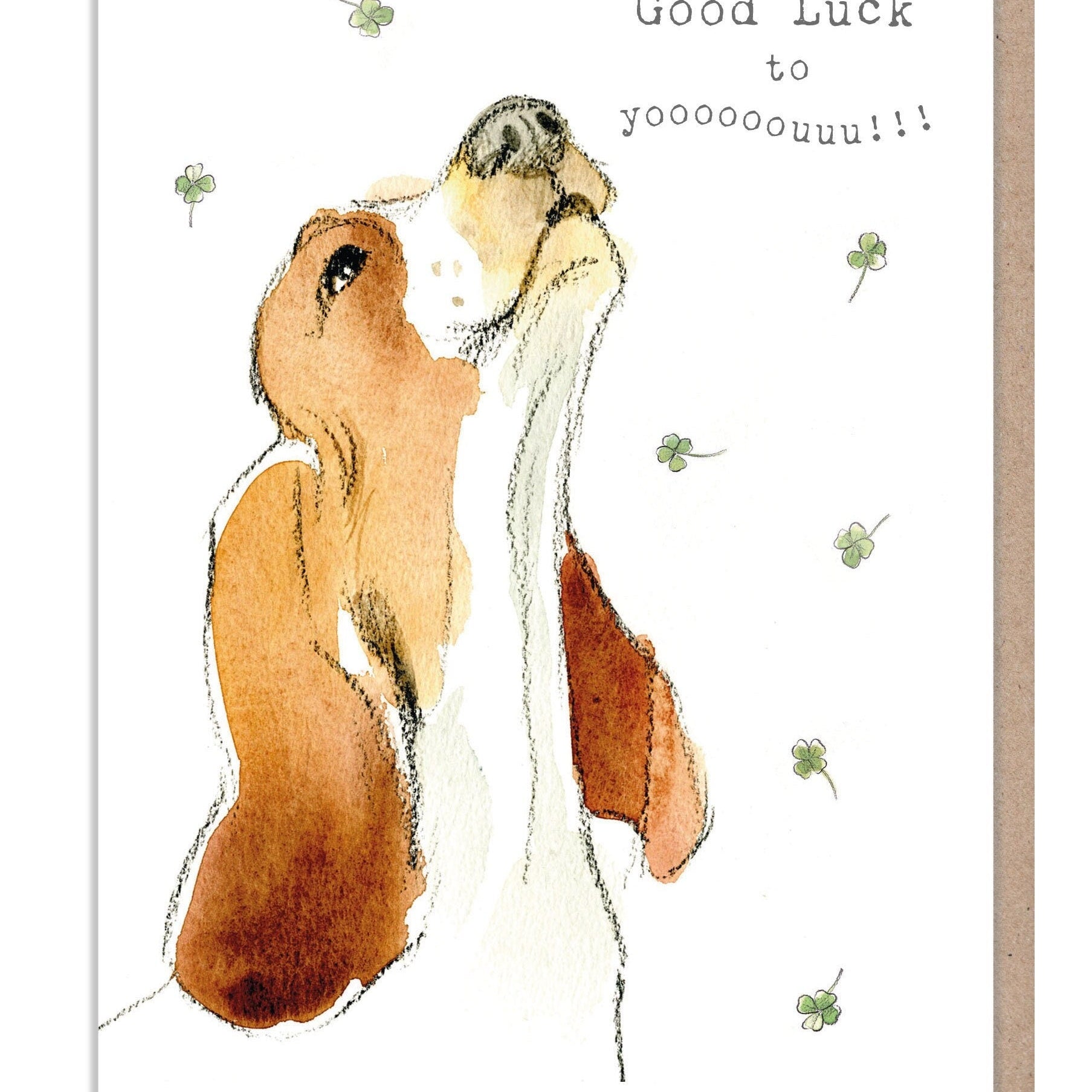 Good Luck Card - Howling Dog - Basset Hound