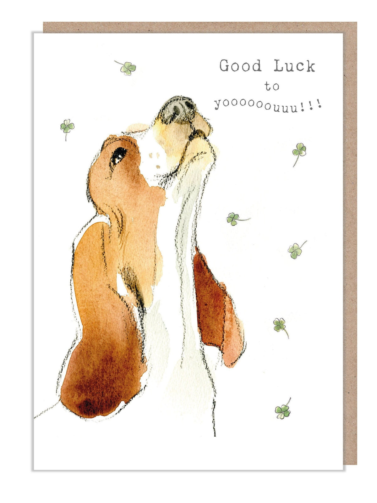Good Luck Card - Howling Dog - Basset Hound
