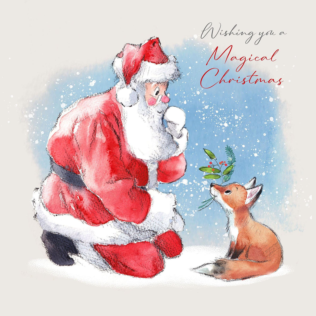 Christmas Notelet Pack - Santa with Fox Cub - Wishing You a Magical Christmas