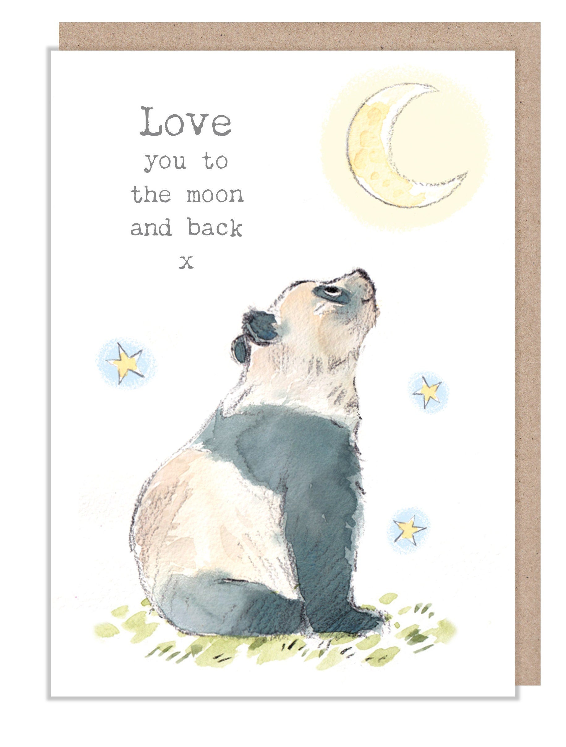 Greeting Card - Love You to the Moon and Back - Pabda Looking at the Moon