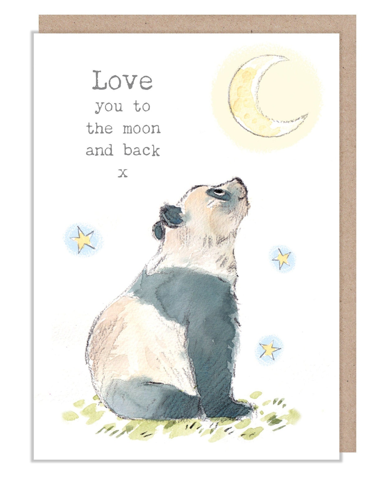 Greeting Card - Love You to the Moon and Back - Pabda Looking at the Moon