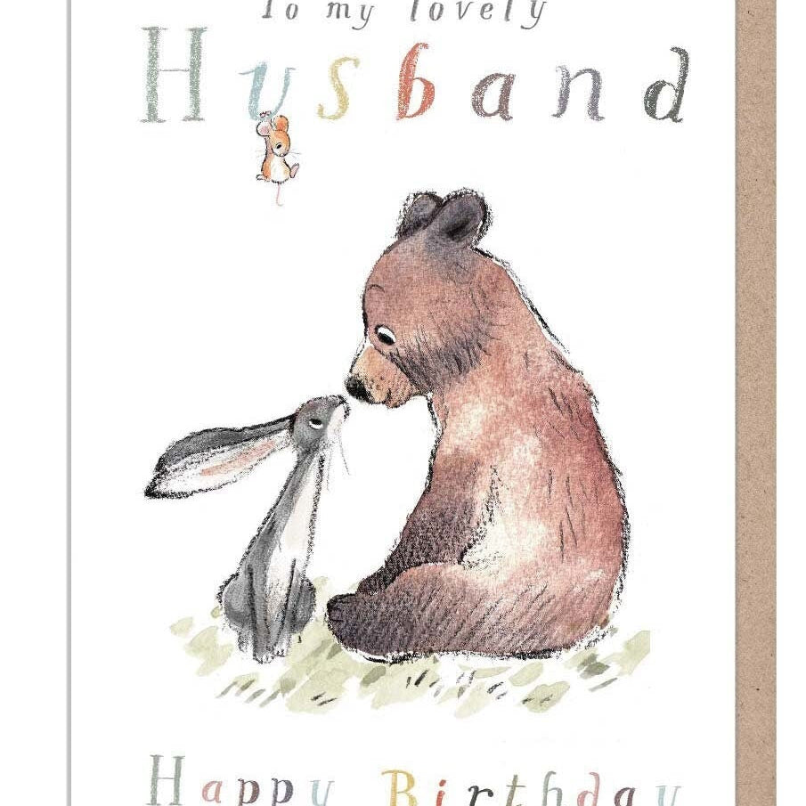 Birthday Card - Husband - Bear, Hare and Mouse