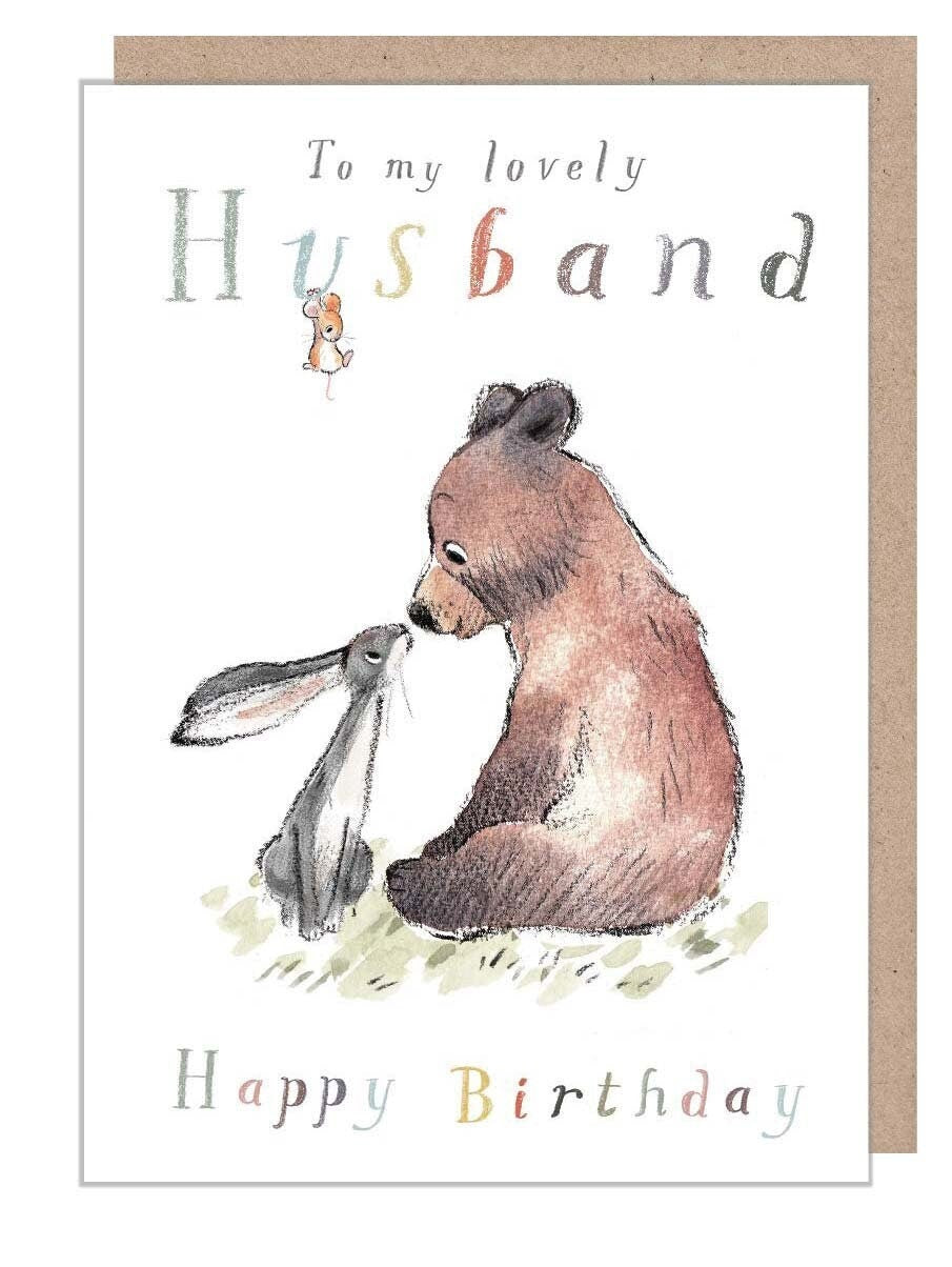Birthday Card - Husband - Bear, Hare and Mouse