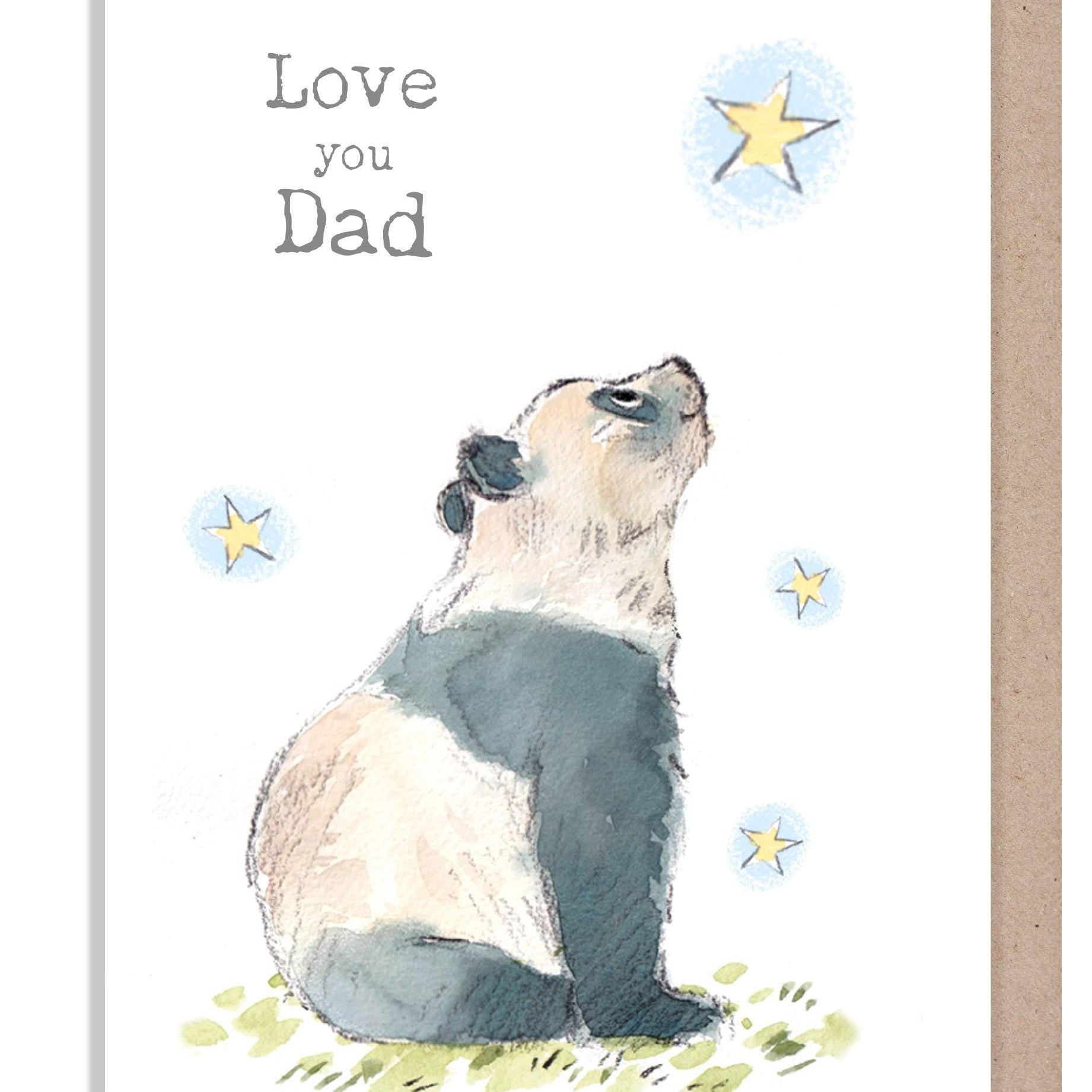 Dad Card - Love You Dad - Panda Looking at a Star
