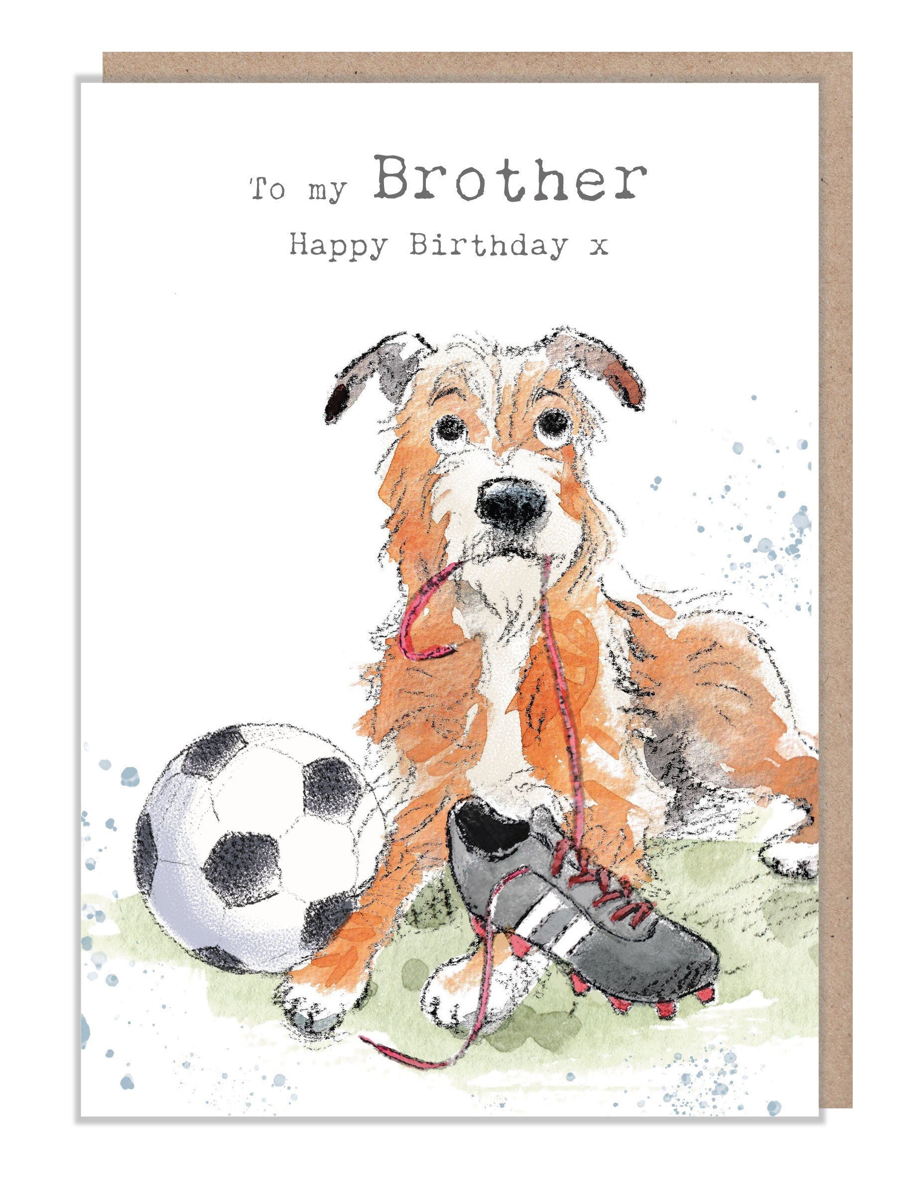 Brother Birthday Card - Dog with Football Boots