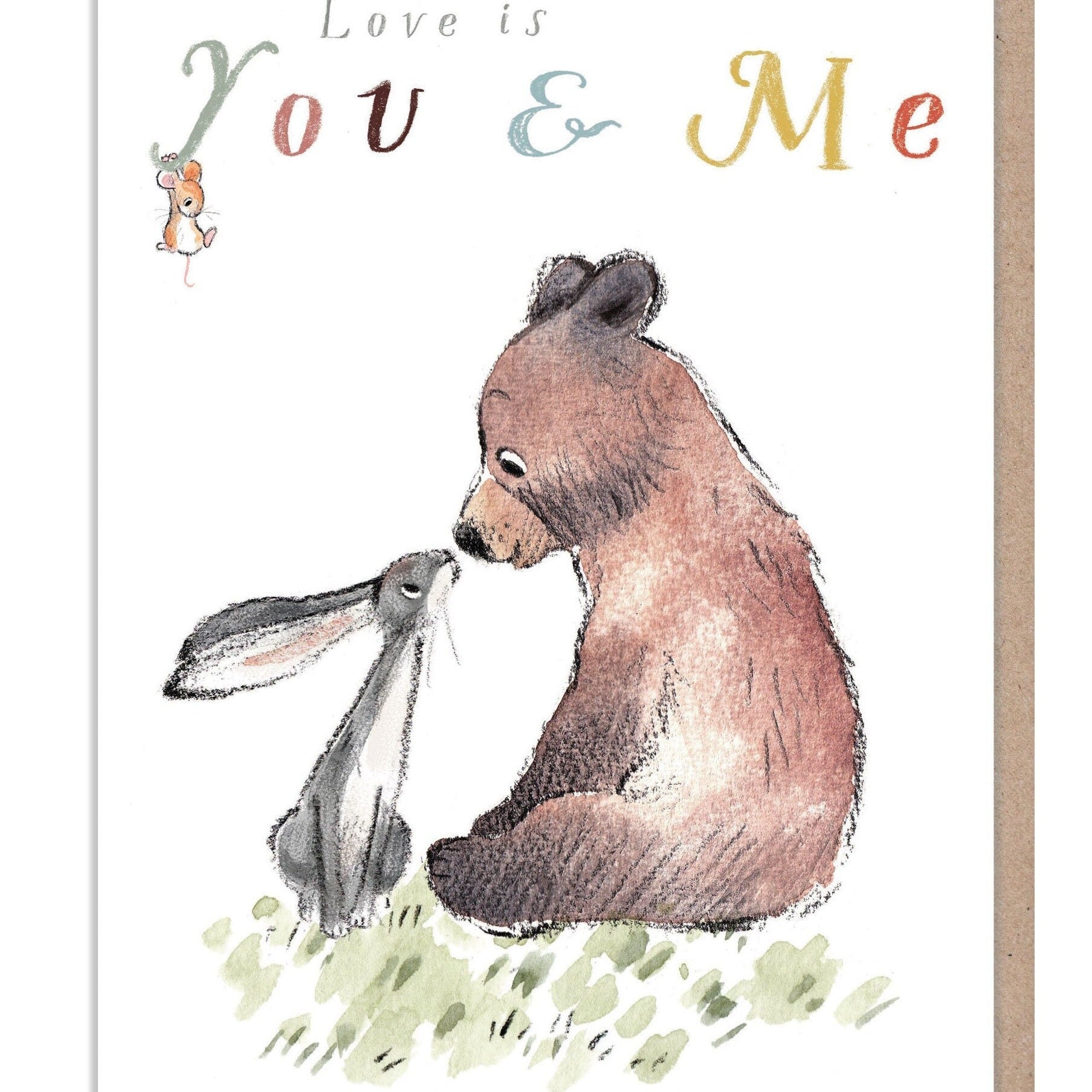 Cute Card - Love Is You and Me - Bear and Hare