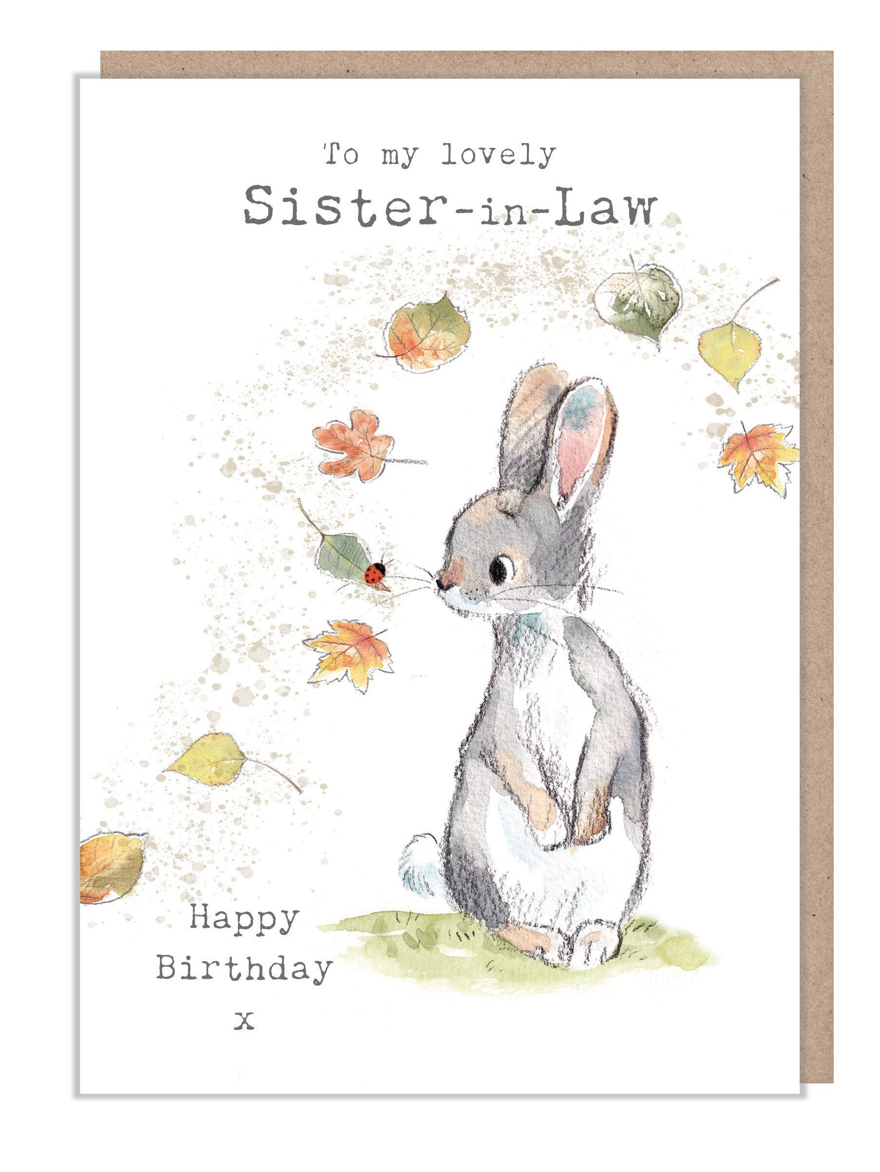 Sister-In-Law Birthday - to My Lovely Sister-In-Law - Rabbit with Leaves