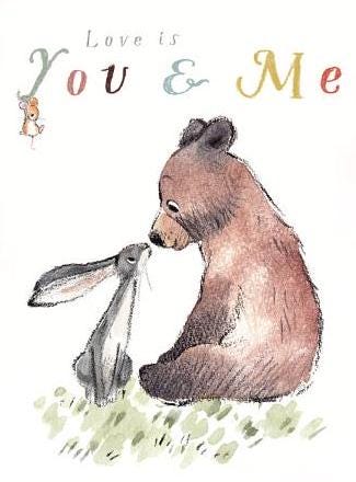 Quality Fridge Magnet - Love is you and Me - Bear Hare and Mouse design - MDF-  Made in the UK - FM015