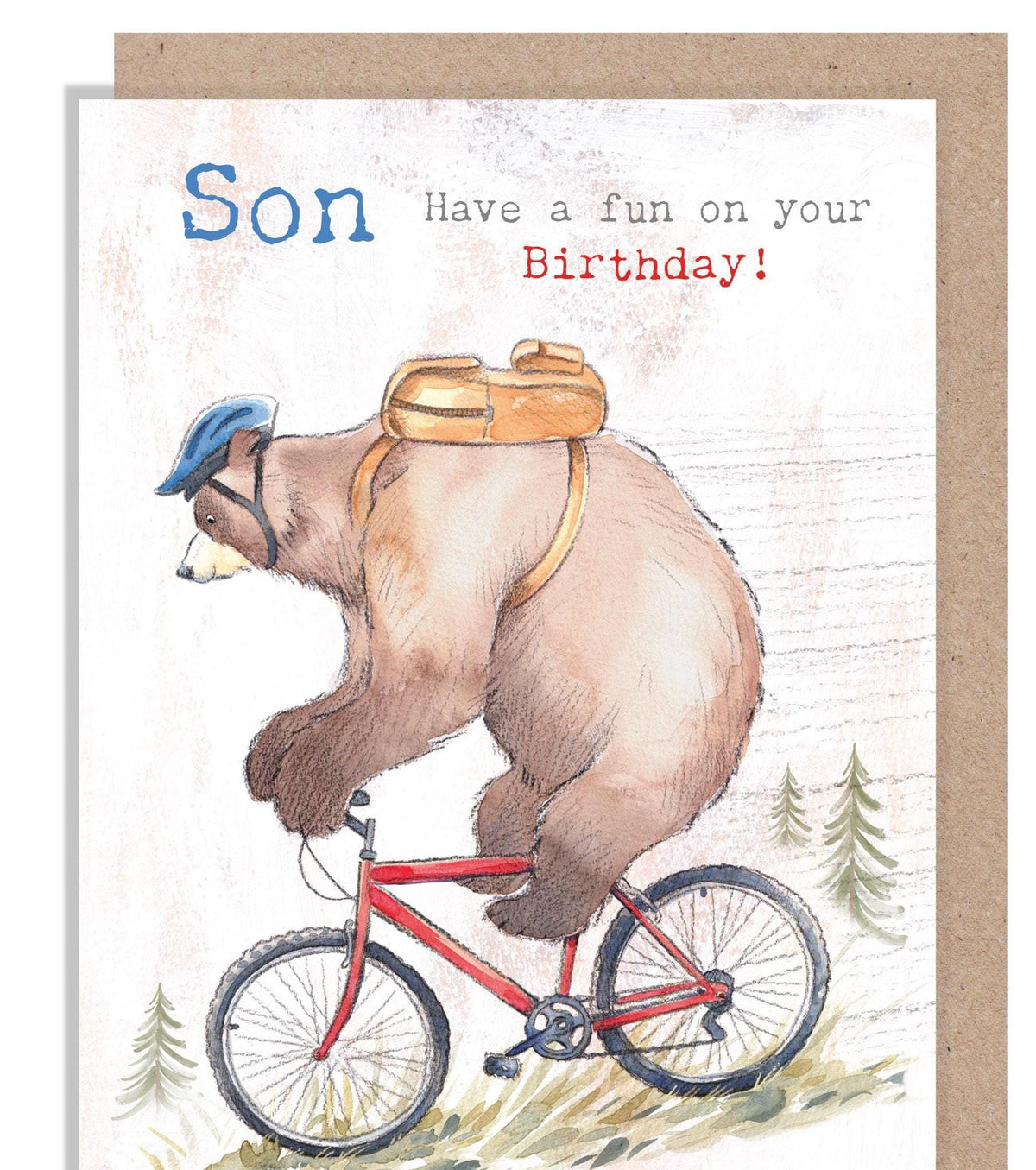 Birthday Card - Son - Bear on Bike