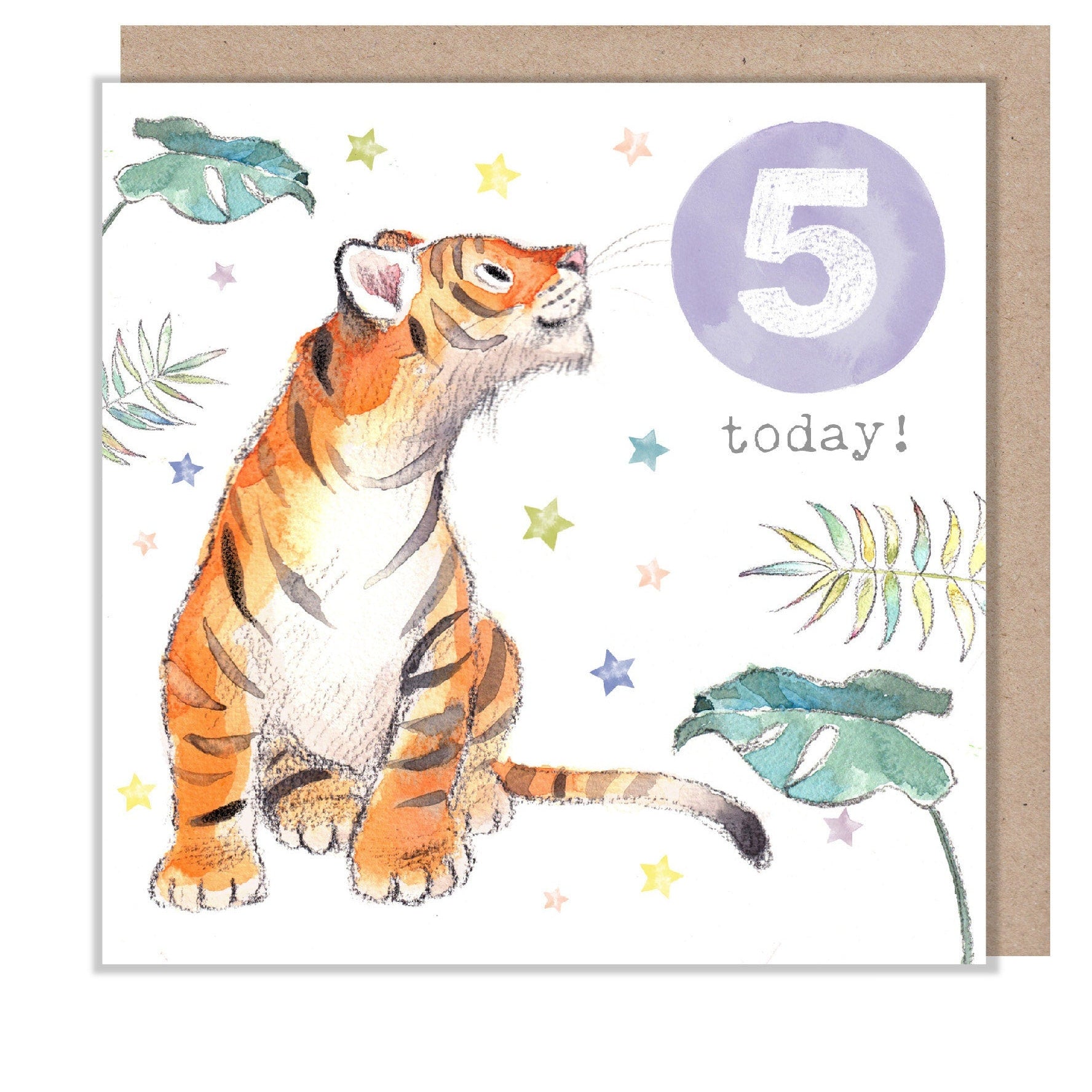 Age 5 Birthday Card - Tiger