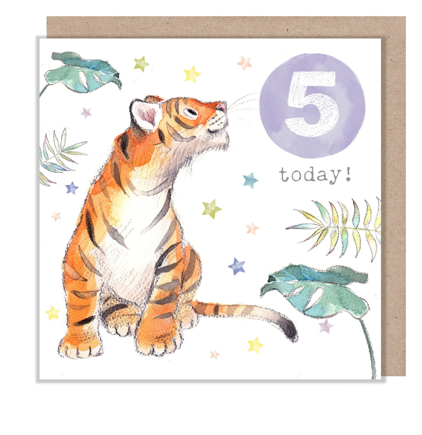Age 5 Birthday Card - Tiger