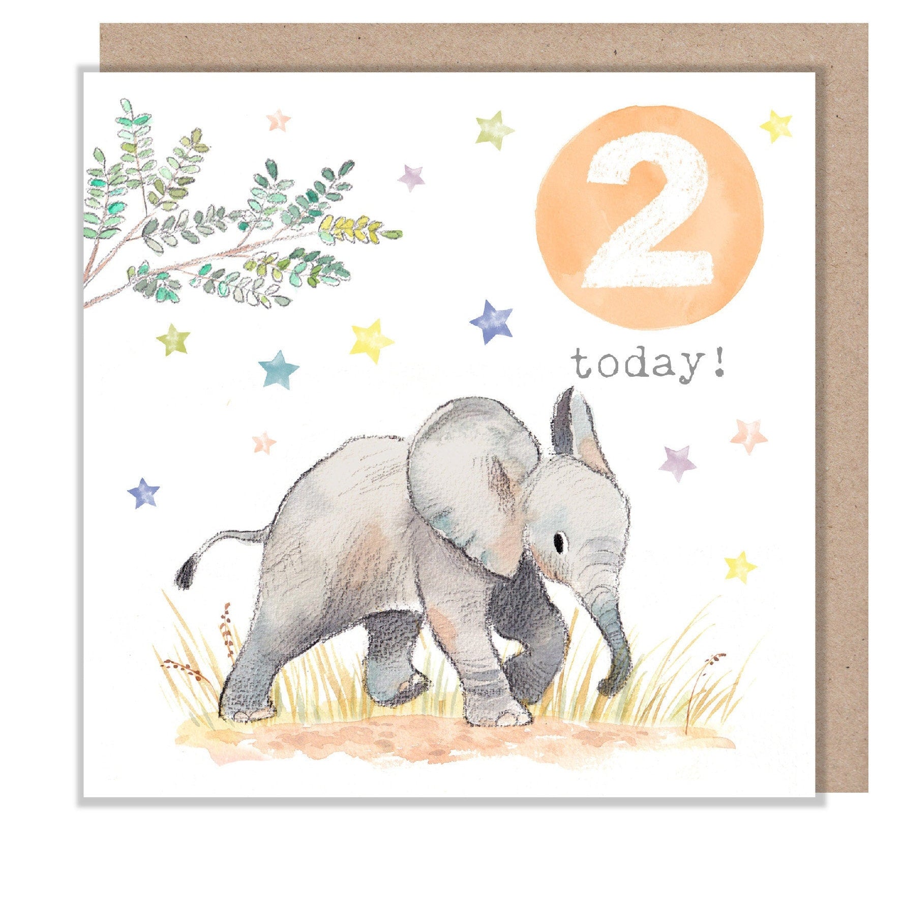 Age 2 Birthday Card - Elephant