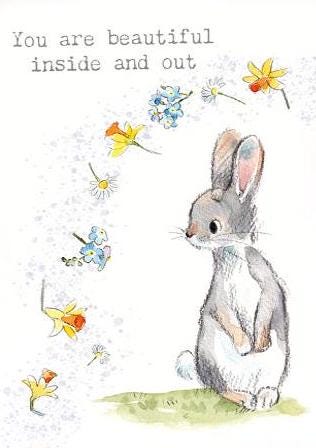 Quality Fridge Magnet - You are beautiful inside and out - Rabbit design - MDF-  Made in the UK - FM020