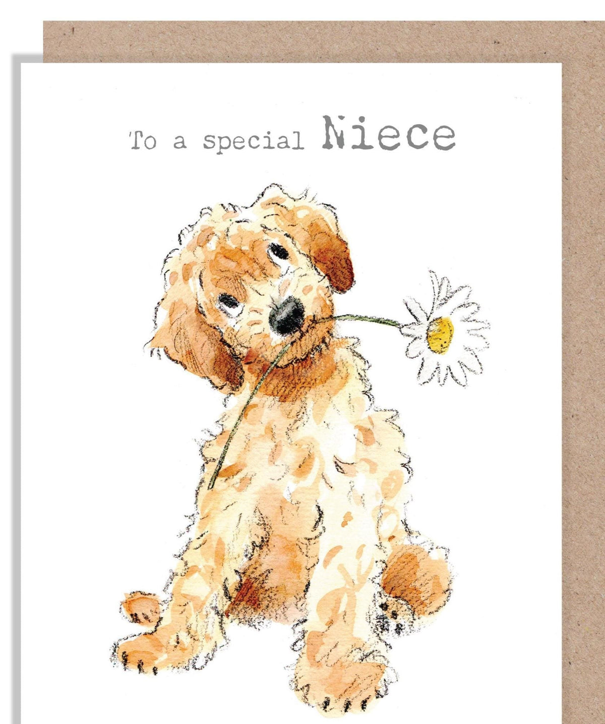 Birthday Card - Special Niece - Golden Cockapoo with Daisy