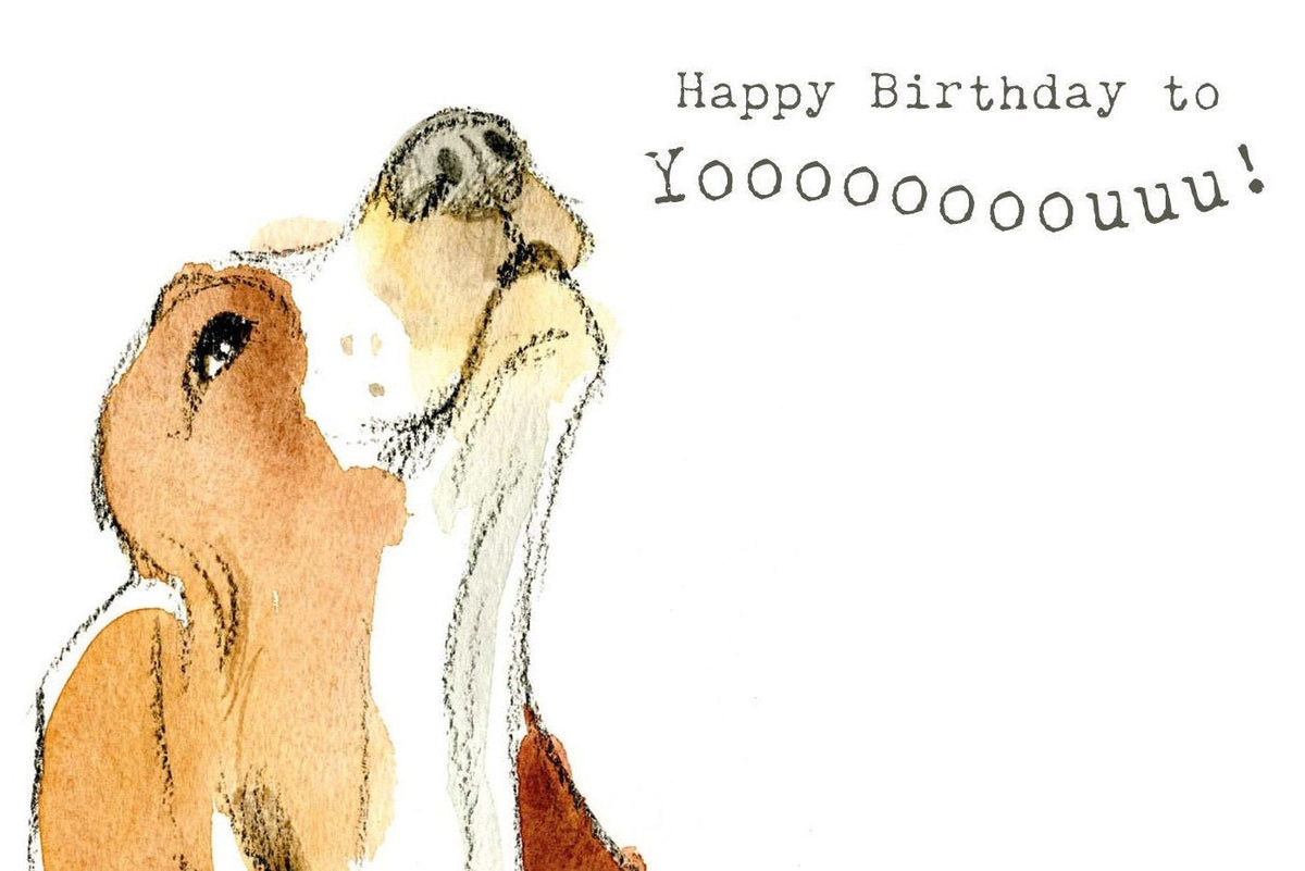 Cute Dog Birthday Card - Howling Basset
