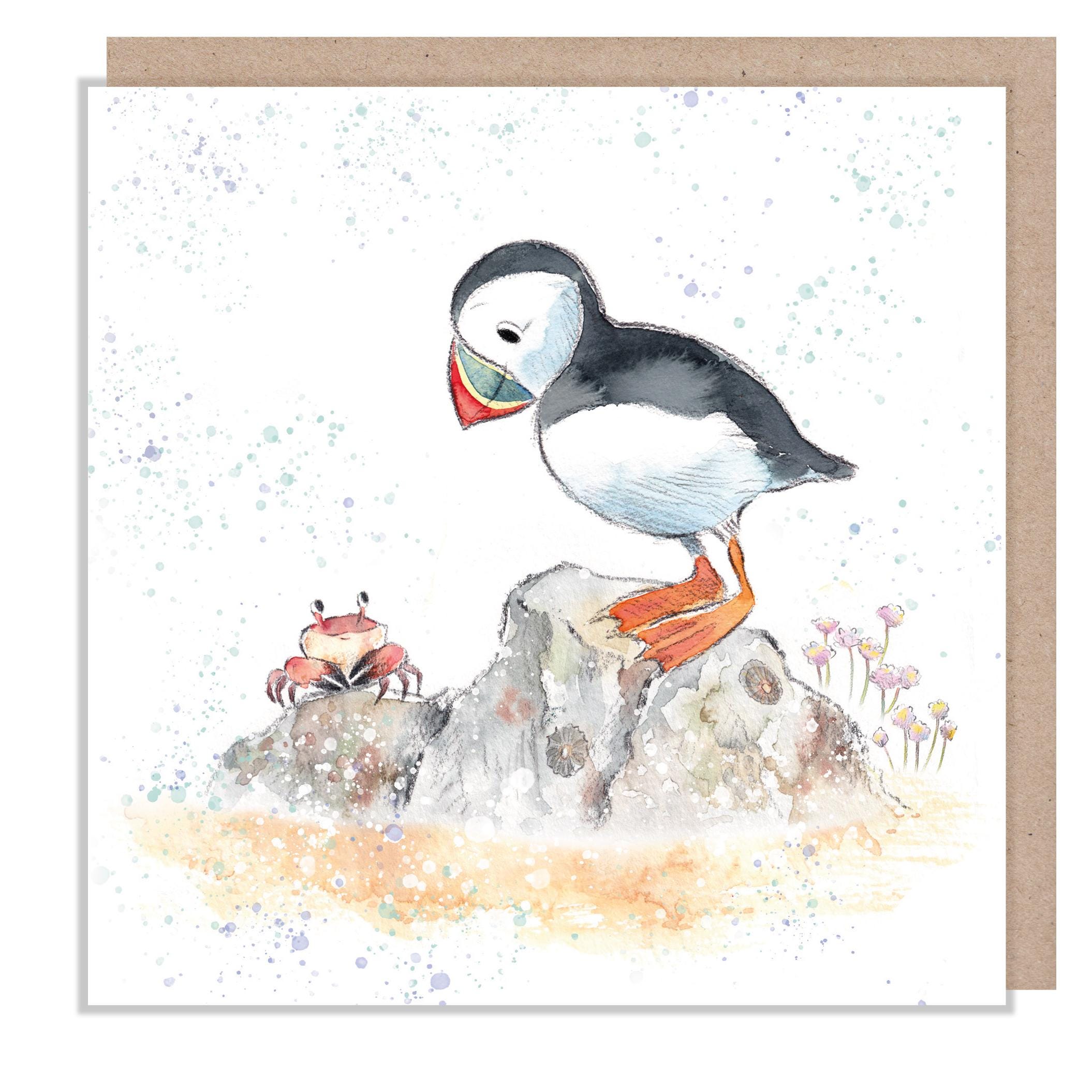 Blank Card - Puffin and Crab
