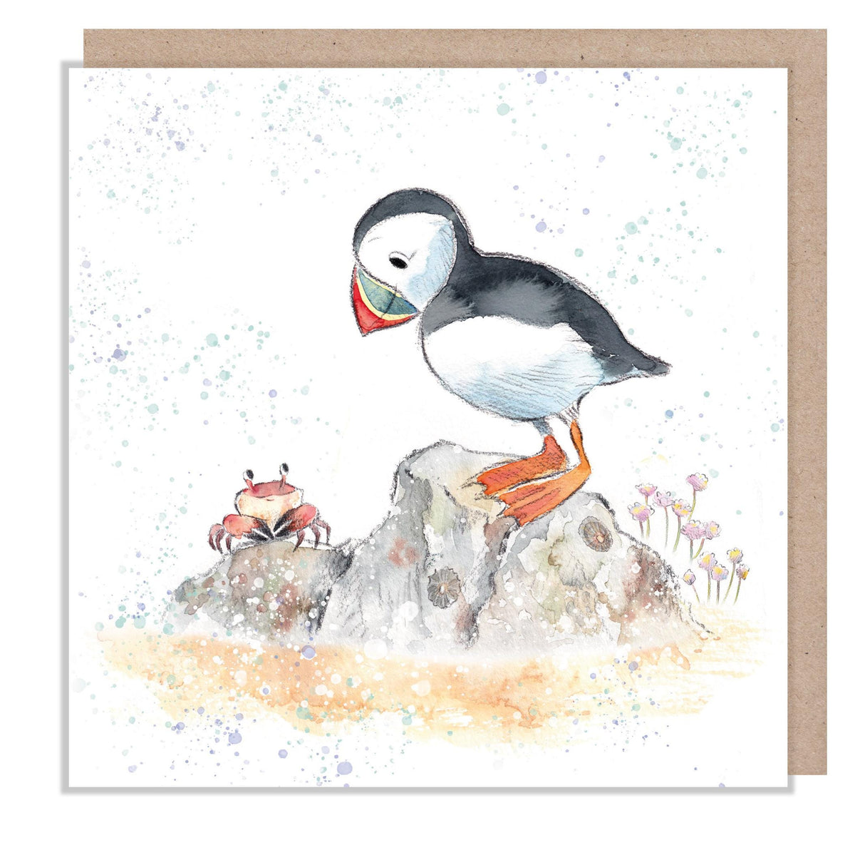 Blank Card - Puffin and Crab