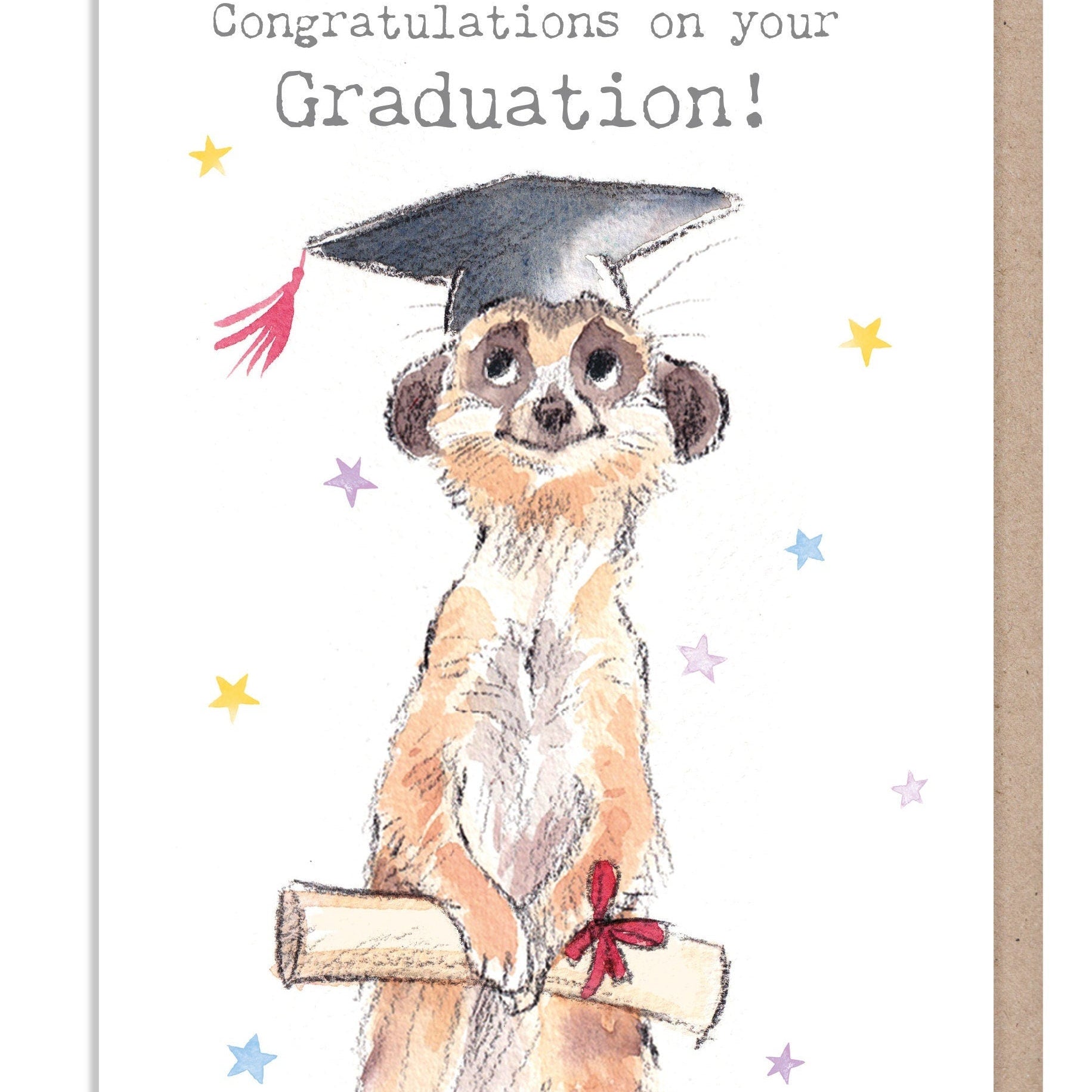 Greeting Card - Graduation - Meerkat Wearing Mortarboard Hat