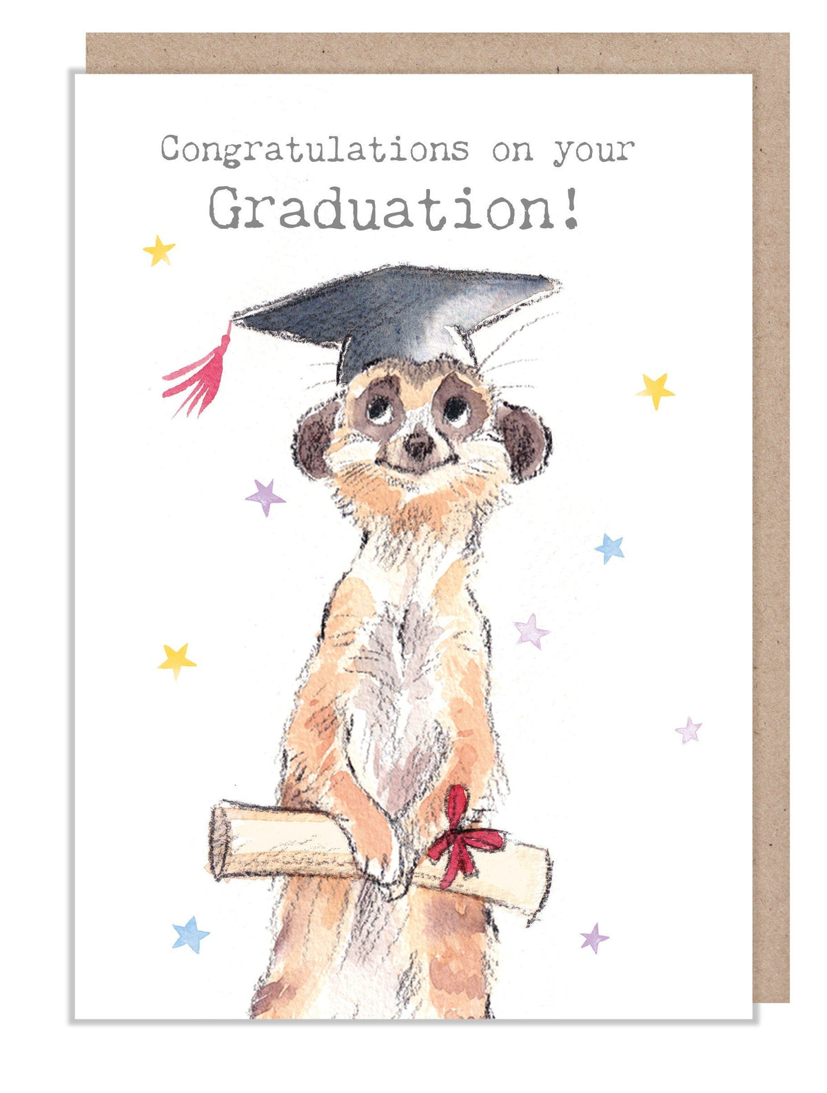 Greeting Card - Graduation - Meerkat Wearing Mortarboard Hat