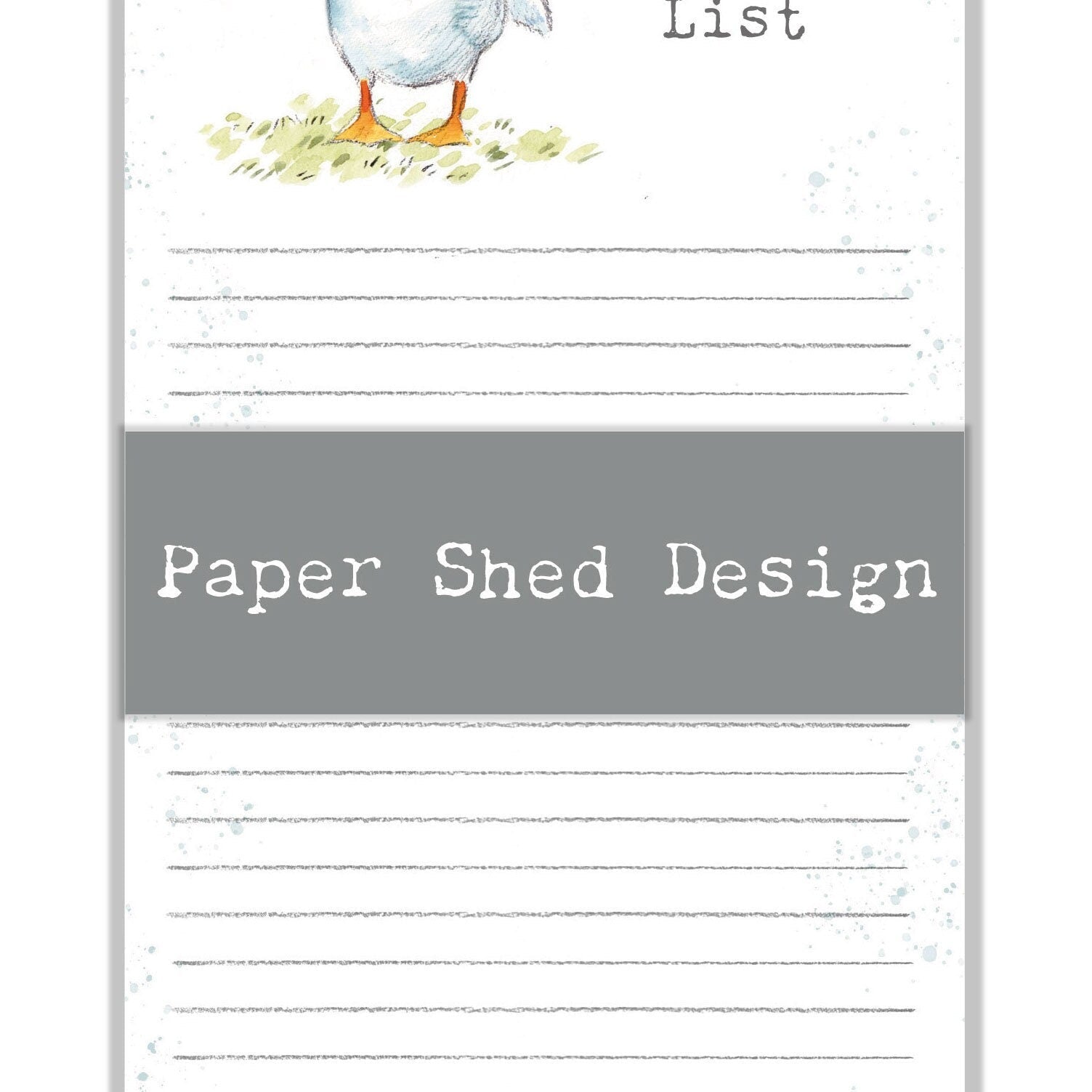 Shopping List Pad - White Duck and Bluebells