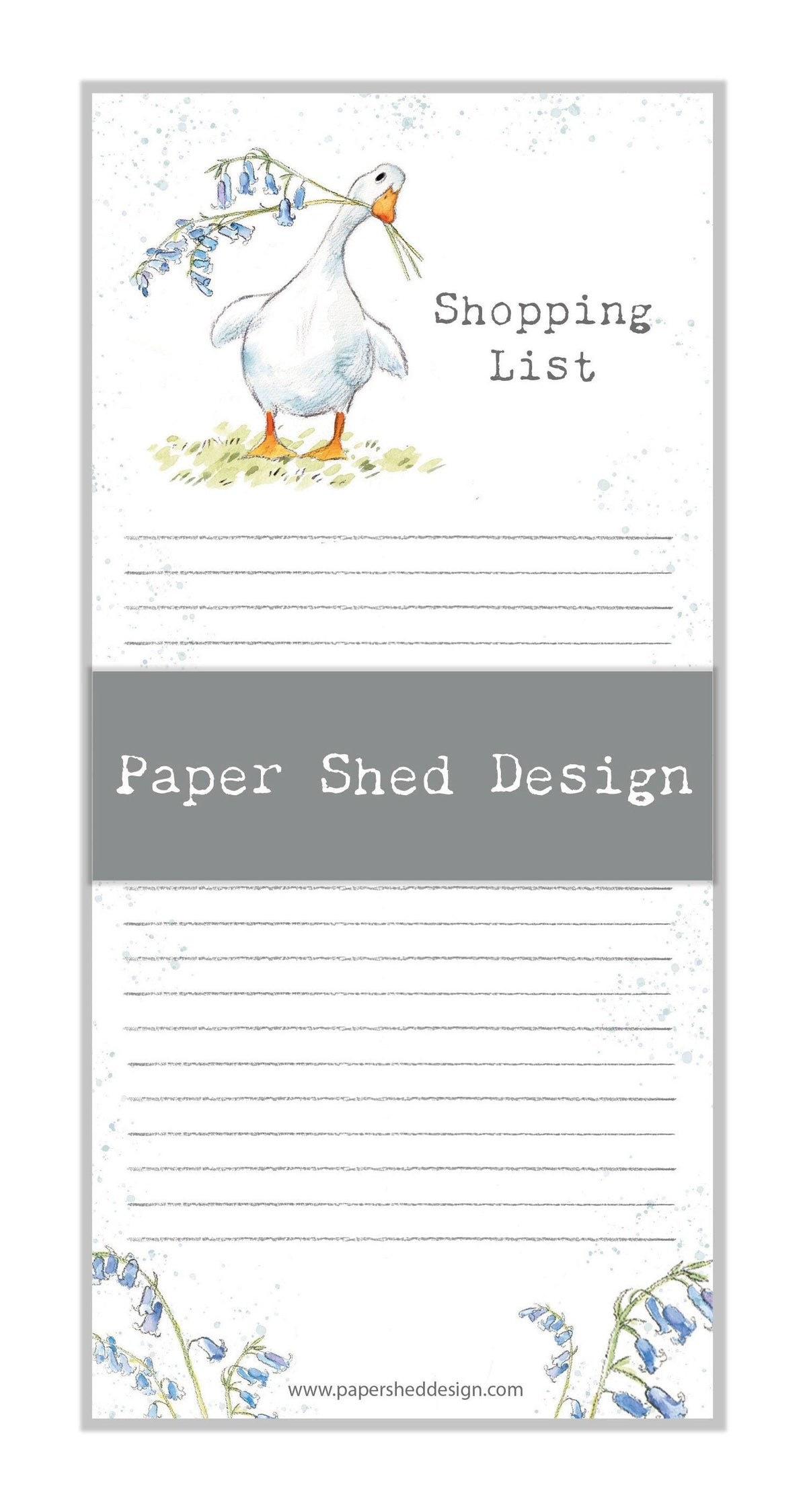 Shopping List Pad - White Duck and Bluebells