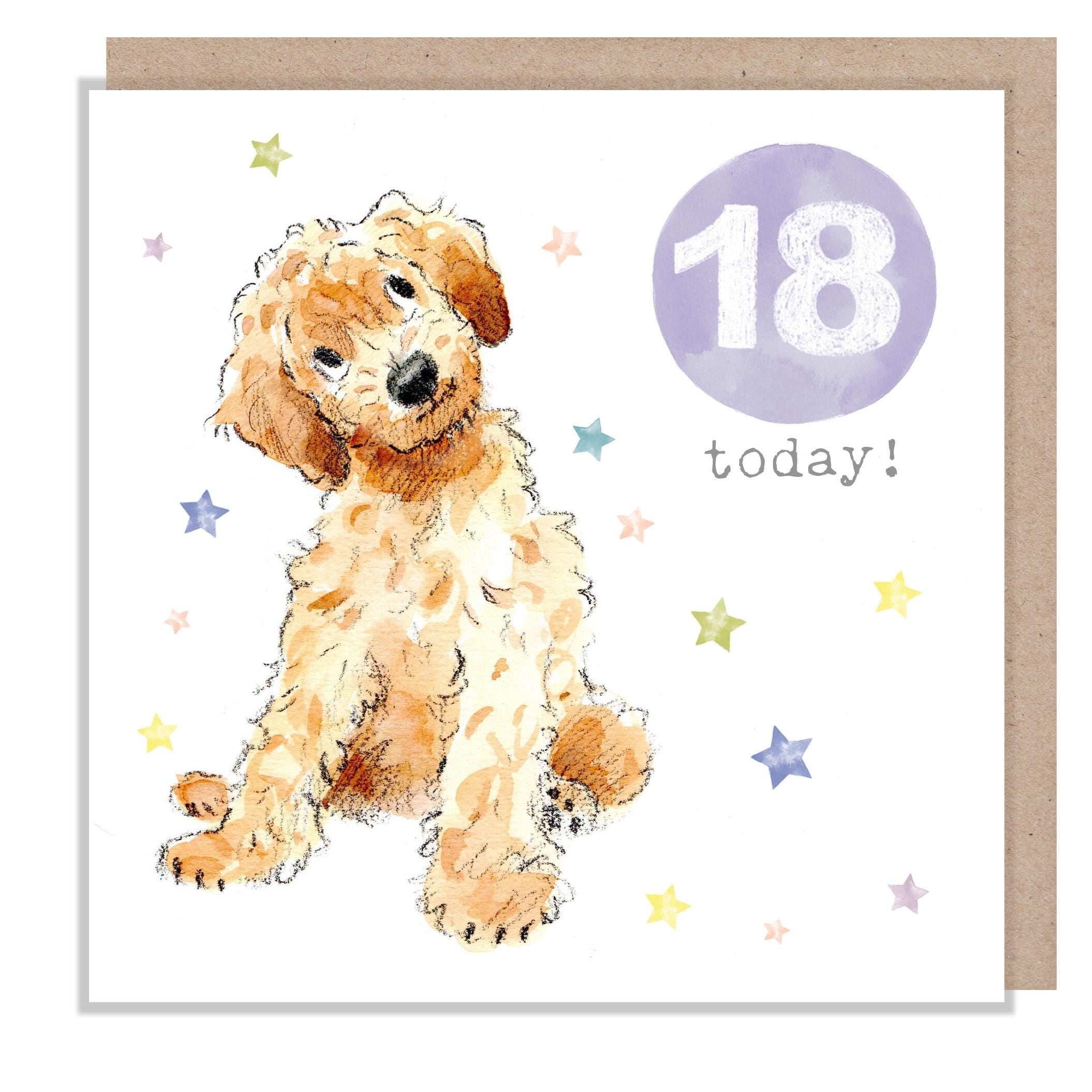 Age 18 Card - Puppy with Stars