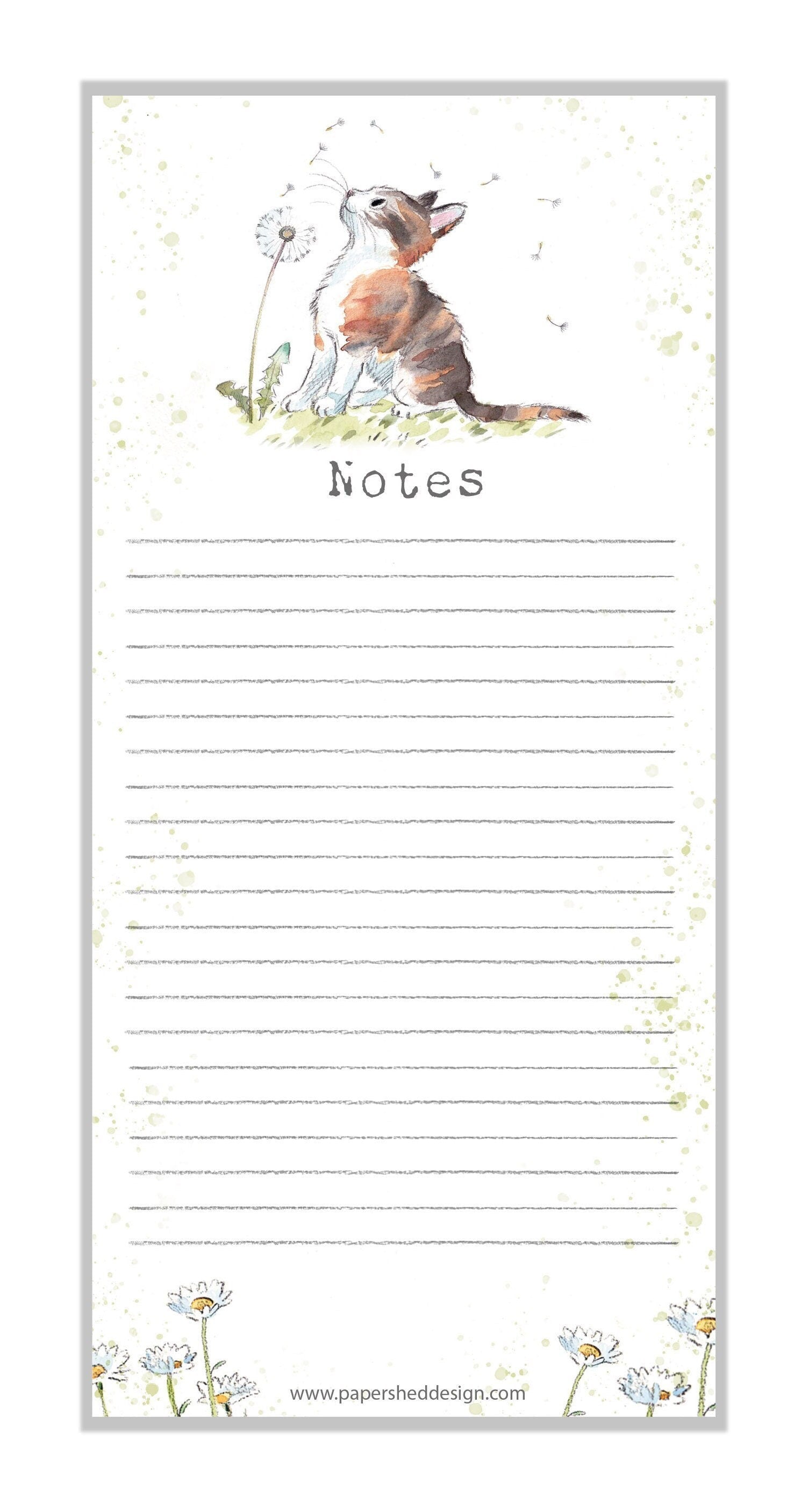 Note Pad - Cat with Dandelion