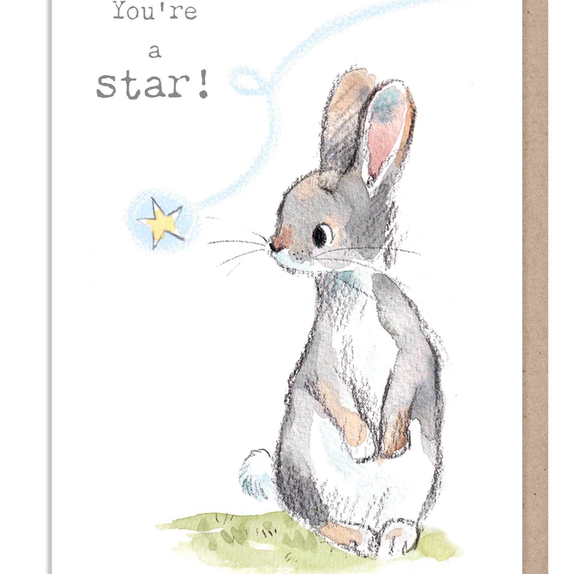 Greeting Card - You'Re a Star - Rabbit with Falling Star