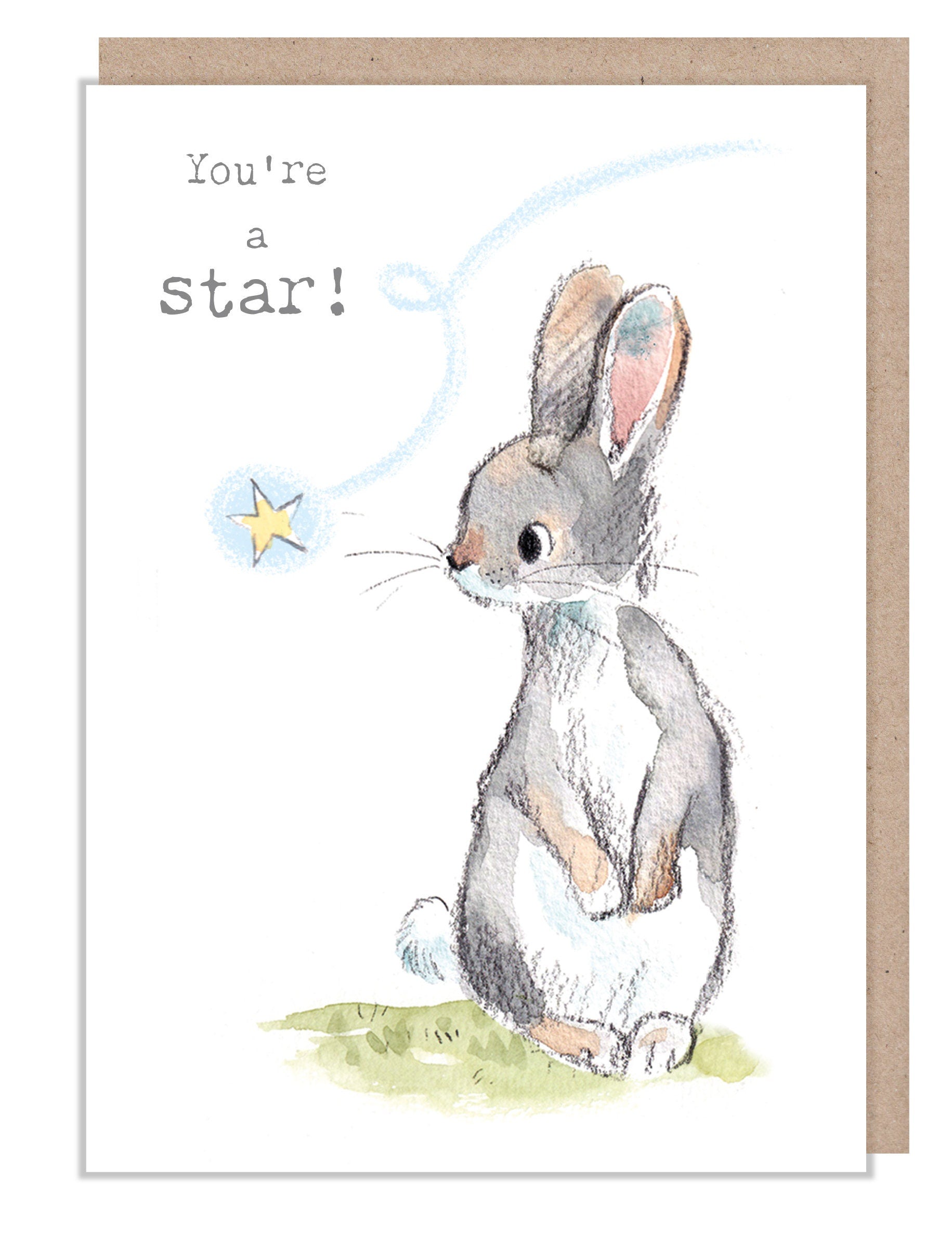 Greeting Card - You'Re a Star - Rabbit with Falling Star