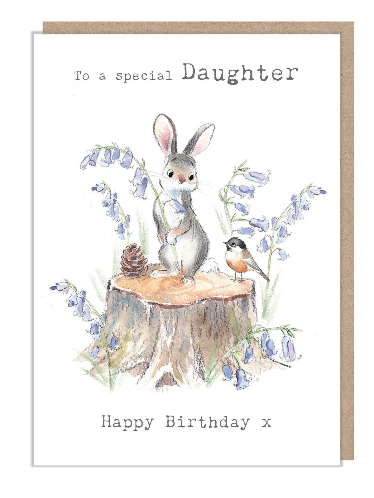Daughter Birthday Card - to a Special Daughter - Rabbit with Bluebells