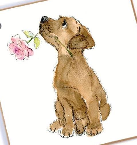 Quality Keyring - Chocolate Labrador design - double sided - MDF-  Made in the UK  - KR01