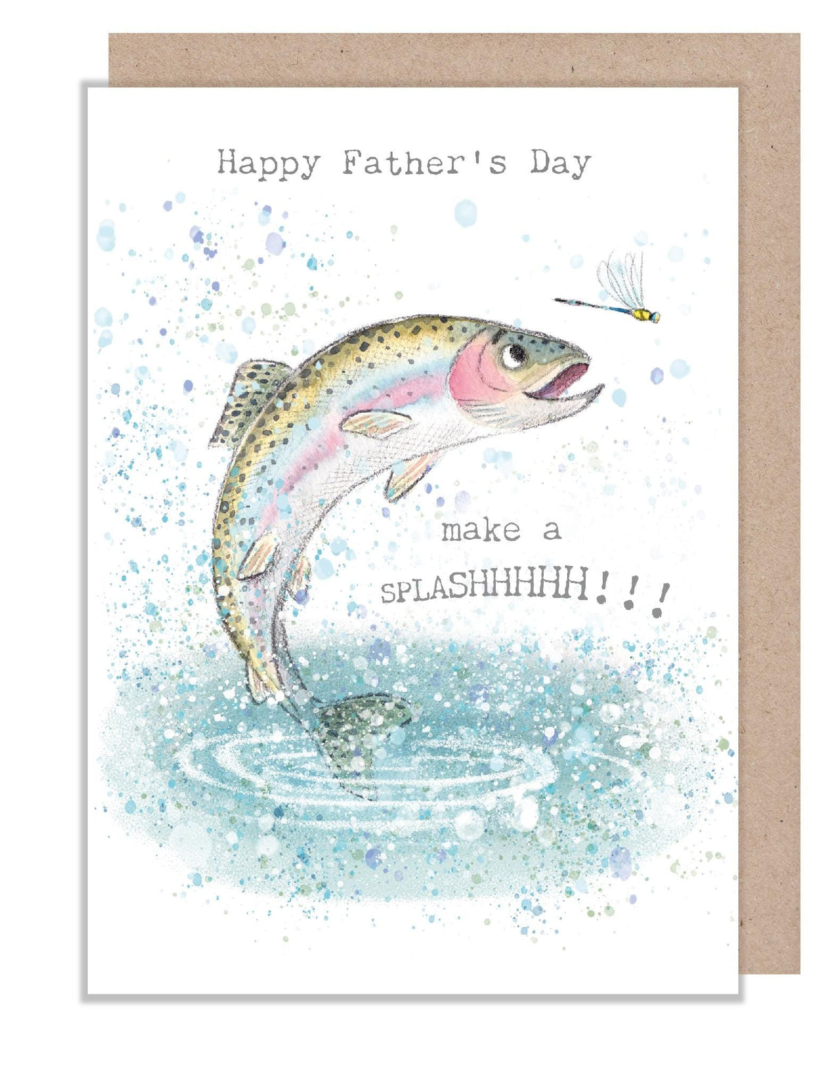 Happy Father's Day Card - Make a Splashhhh! - Rainbow Trout with Dragonfly.