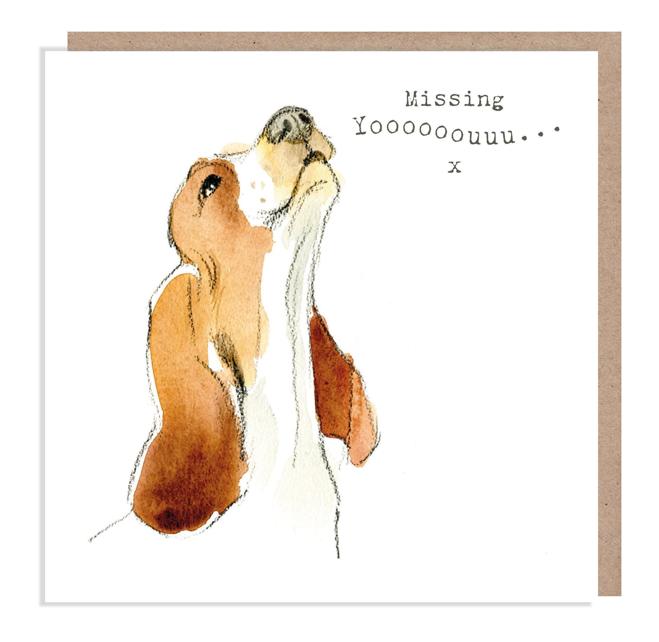 Cute Dog Card - Missing You - Howling Basset