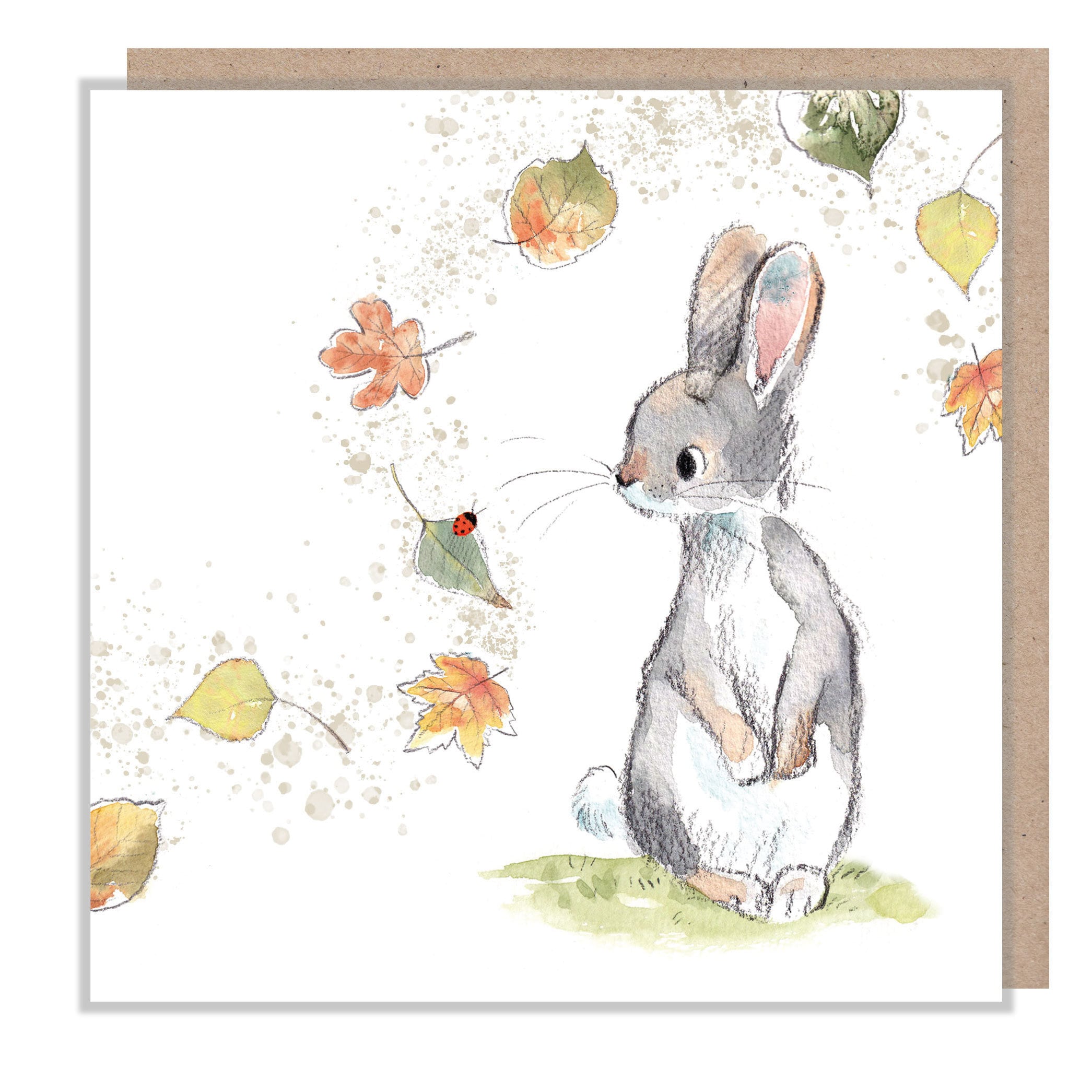Blank Card - Rabbit with Leaves