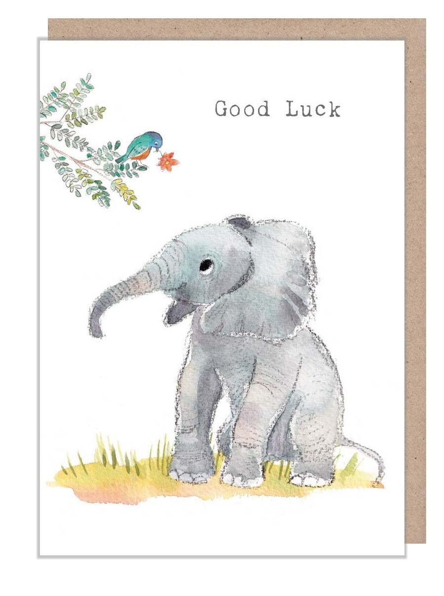 Good Luck Card - Elephant with Blue Bird
