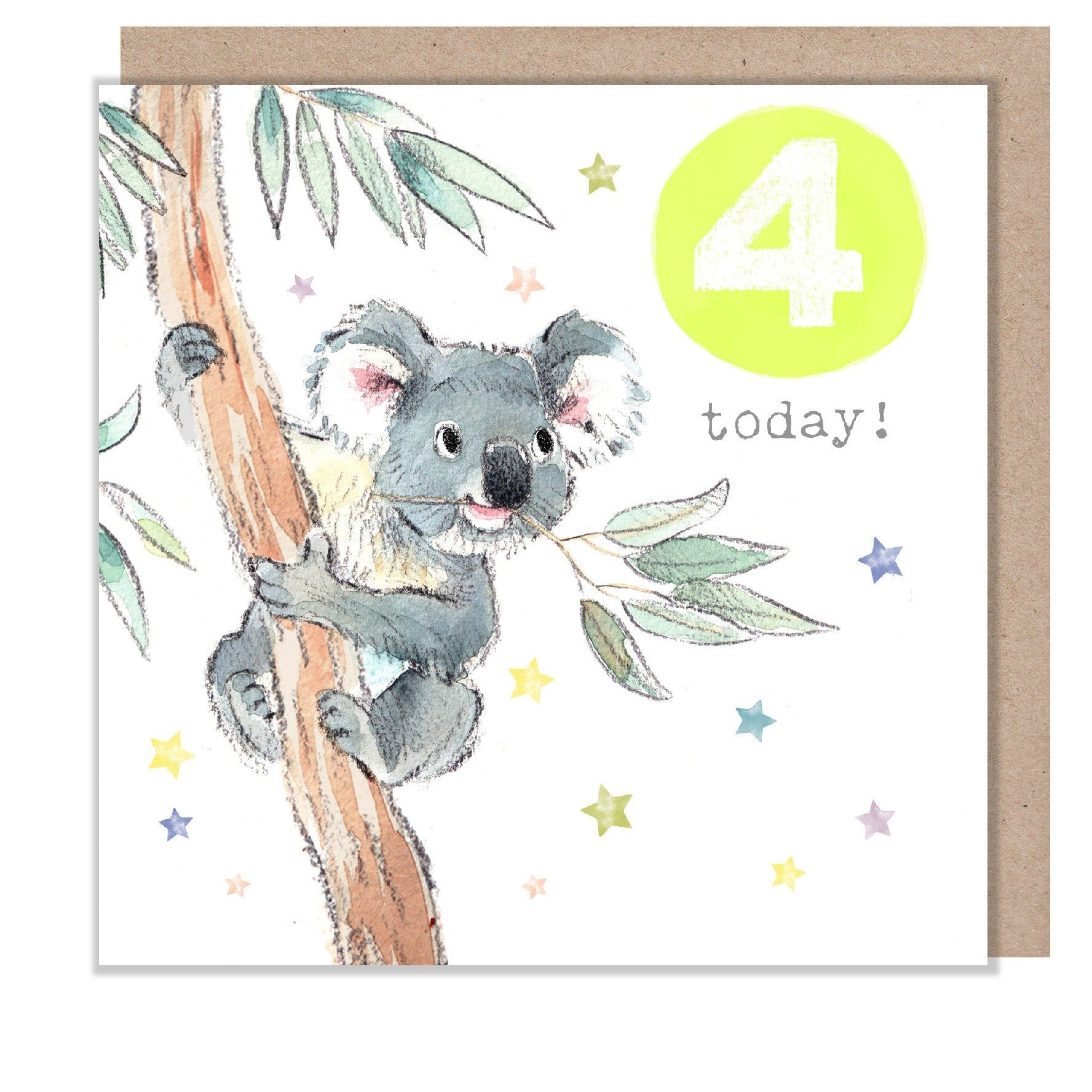 Age 4 Birthday Card - Koala in Tree