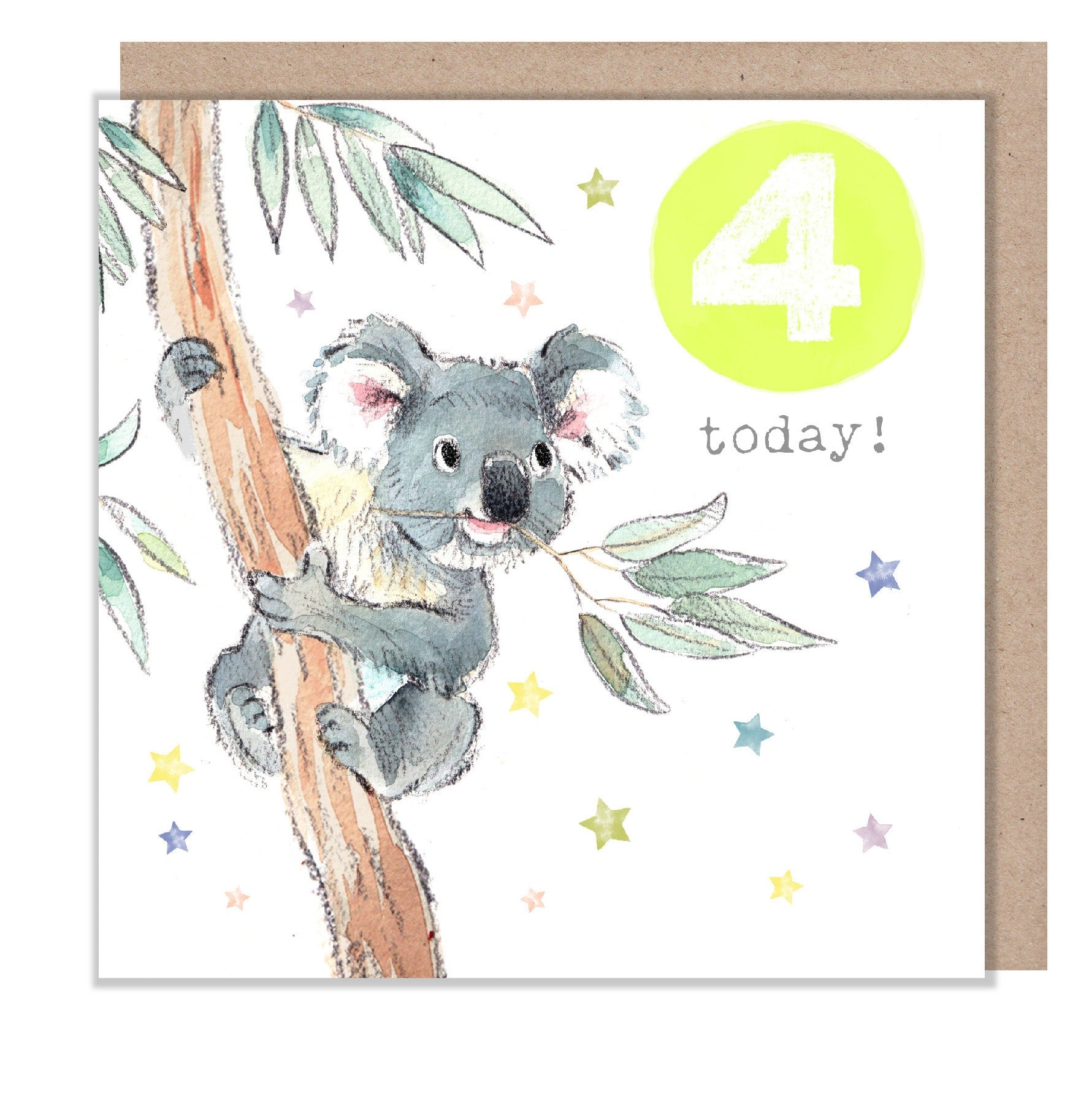 Age 4 Birthday Card - Koala in Tree