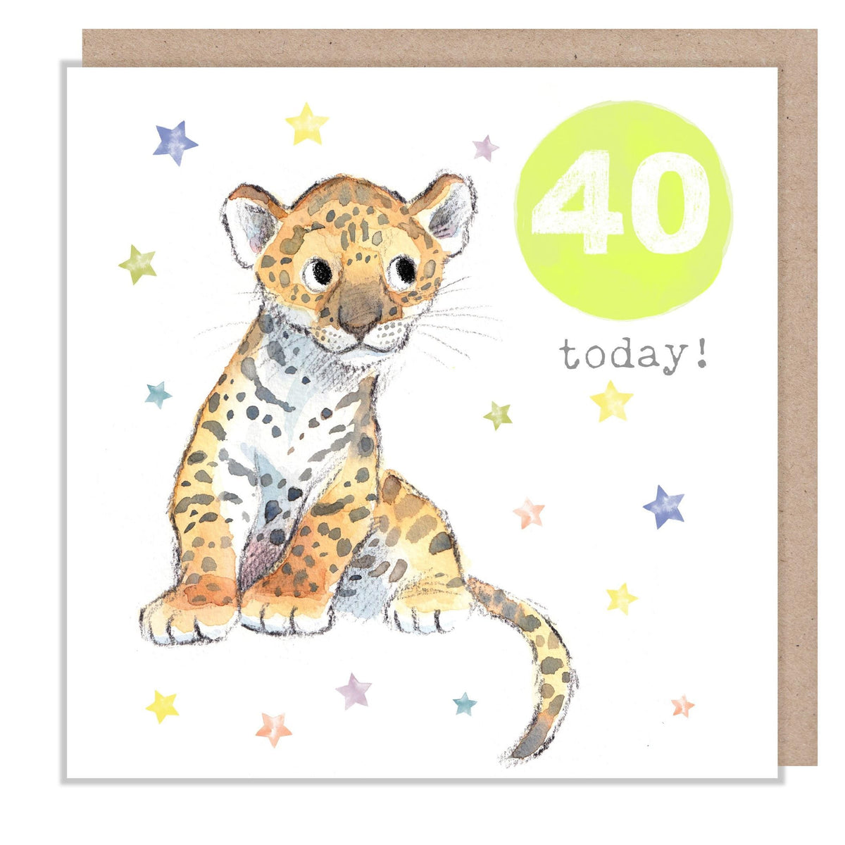 Age 40 Card - Leopard Cub with Stars