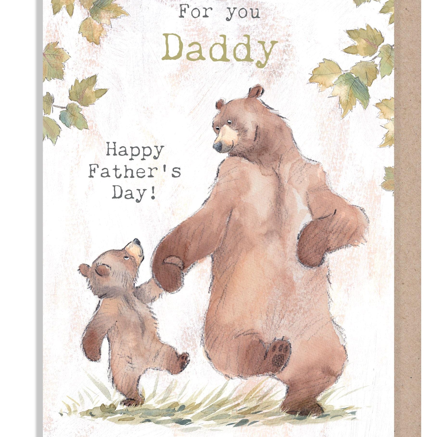 Father's Day Card - Daddy - Bear and Cub Walking