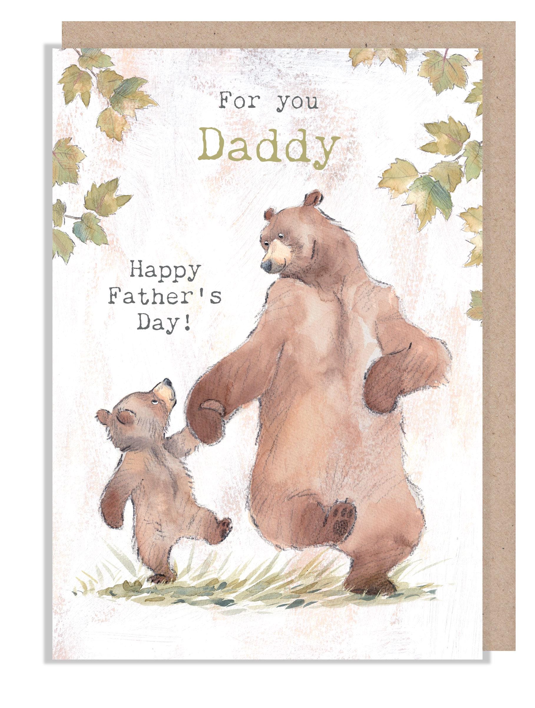 Father's Day Card - Daddy - Bear and Cub Walking