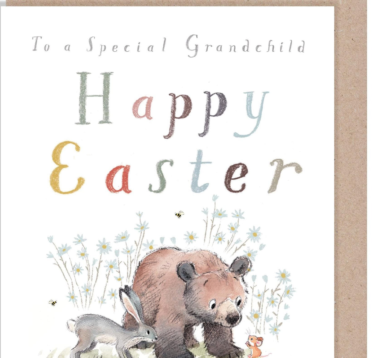 Happy Easter Card - Special Grandchild - Bear, Hare and Mouse with Eggs