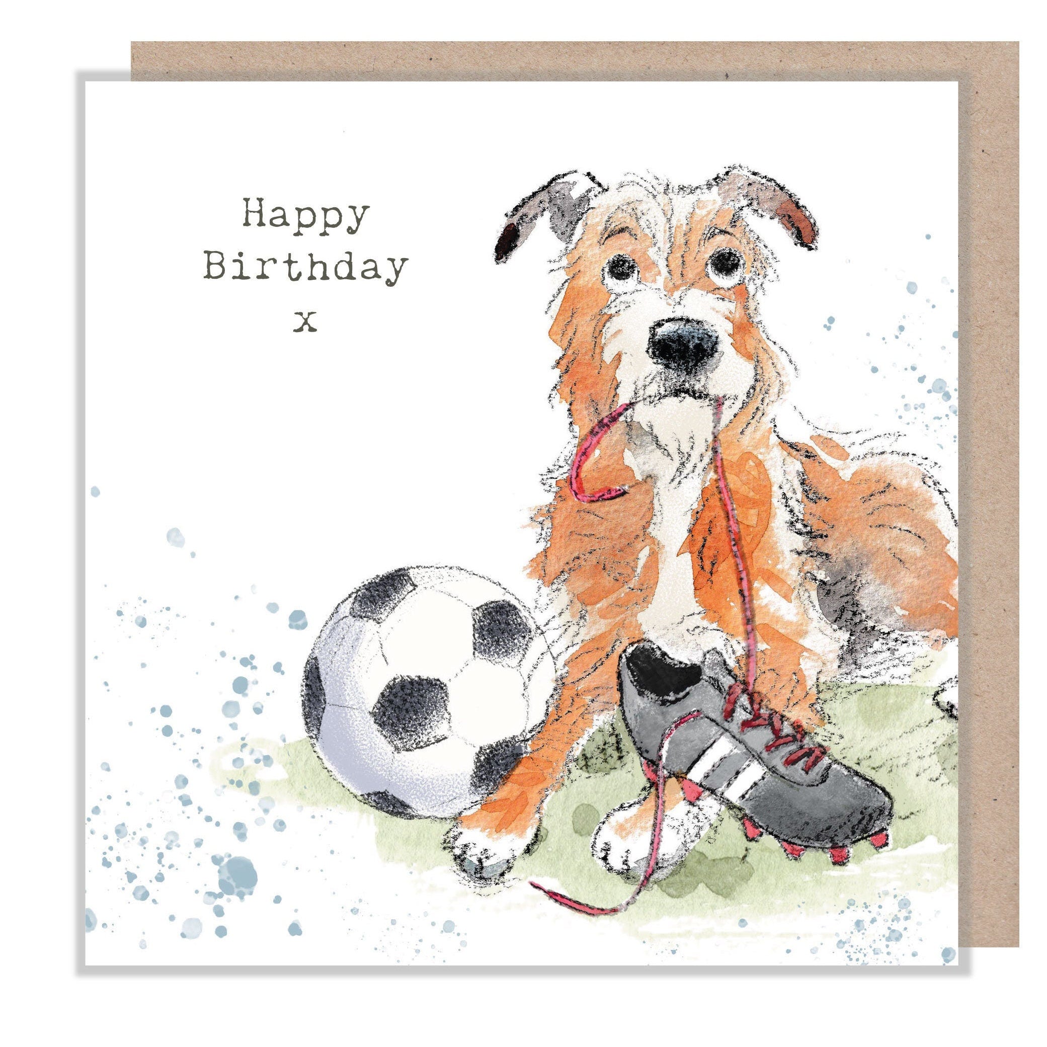 Birthday Card - Happy Birthday - Dog with Football Boots