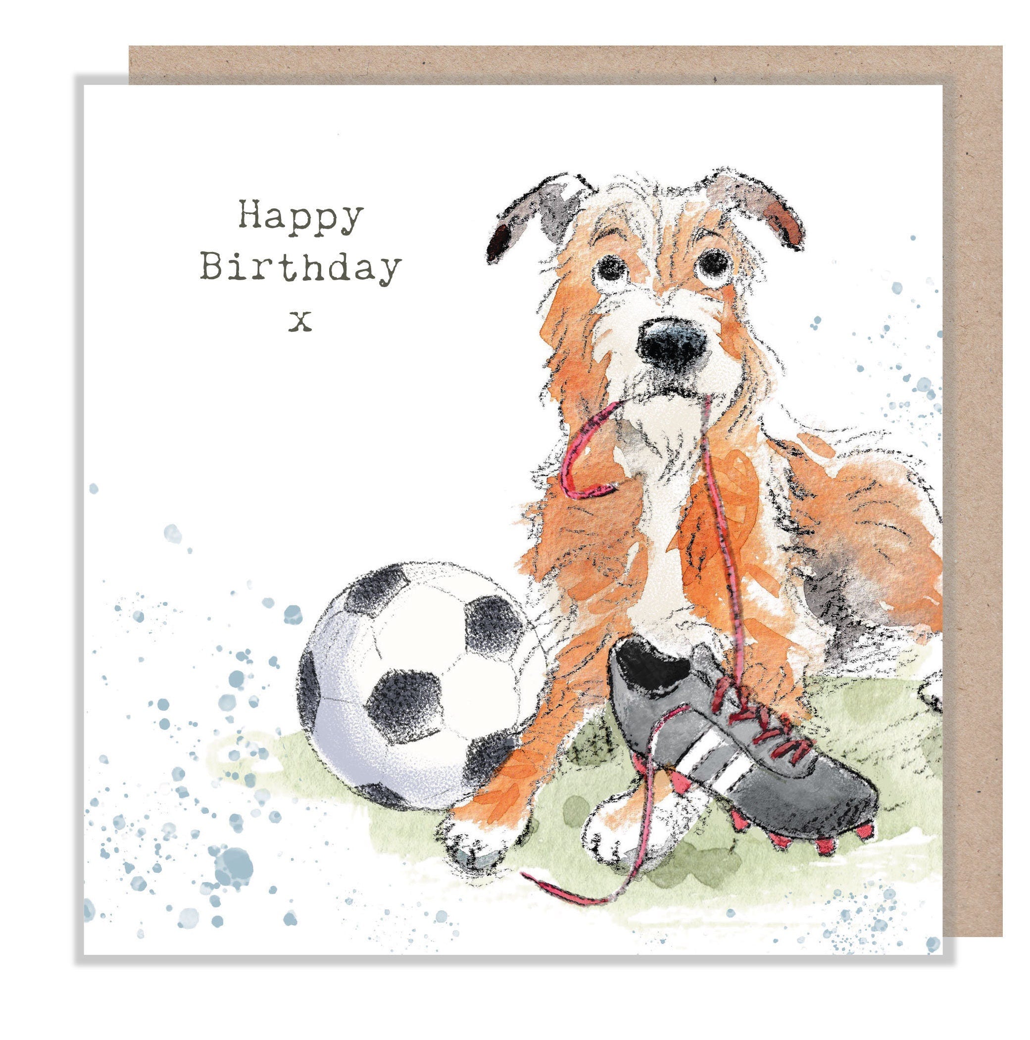 Birthday Card - Happy Birthday - Dog with Football Boots