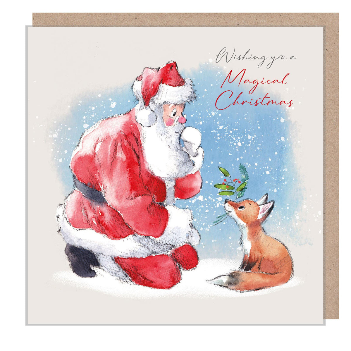 Christmas Card - Santa with Fox Cub - Magical Christmas