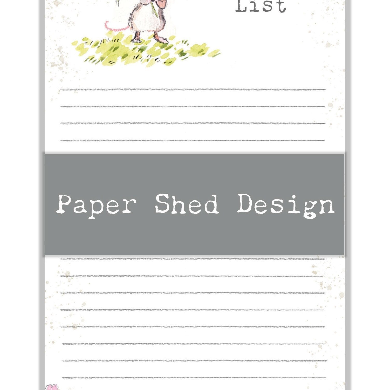 My Little List Pad - Mouse with Pink Flowers