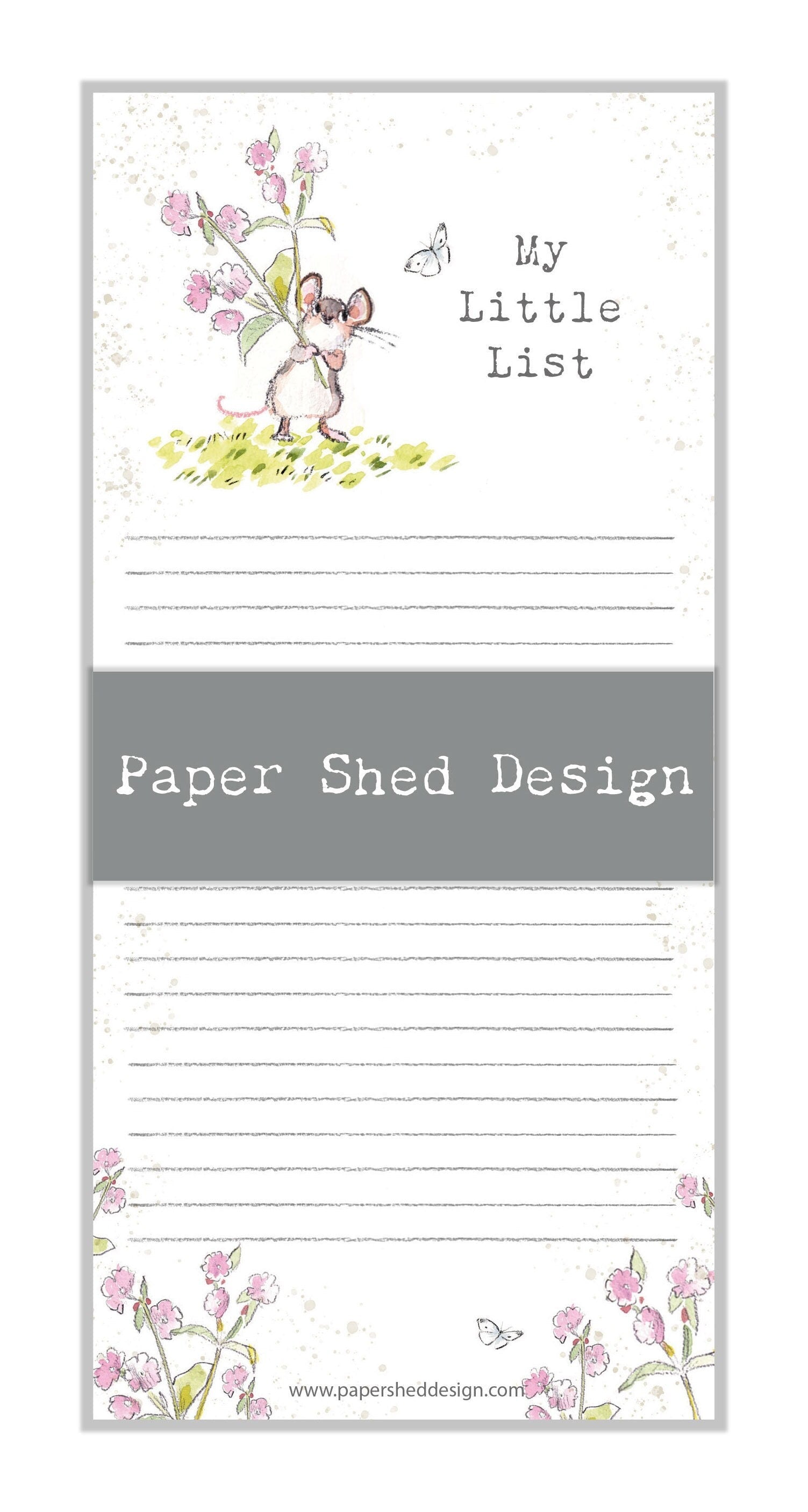 My Little List Pad - Mouse with Pink Flowers