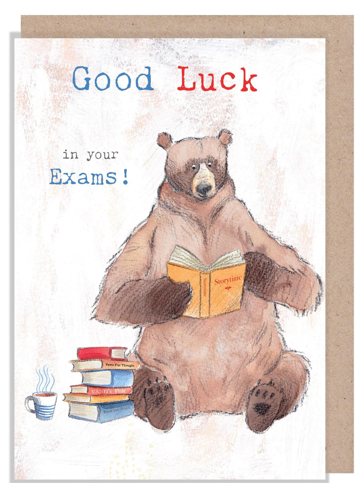 Ggod Luck Card - Exams - Bear Reading a Book