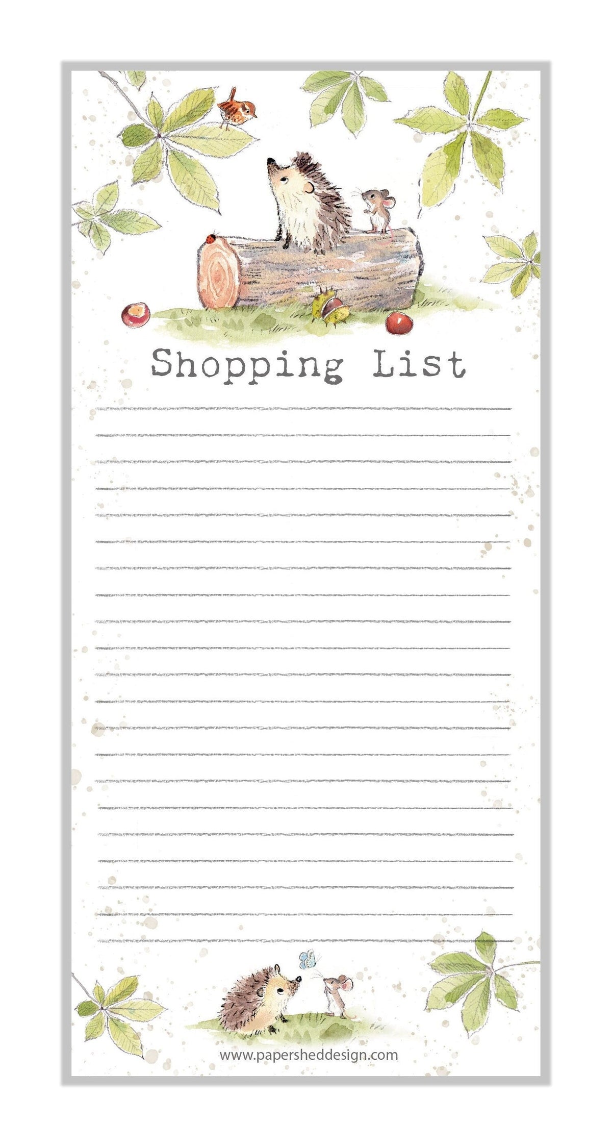 Shopping List Pad - Hedgehog, Mouse and Bird