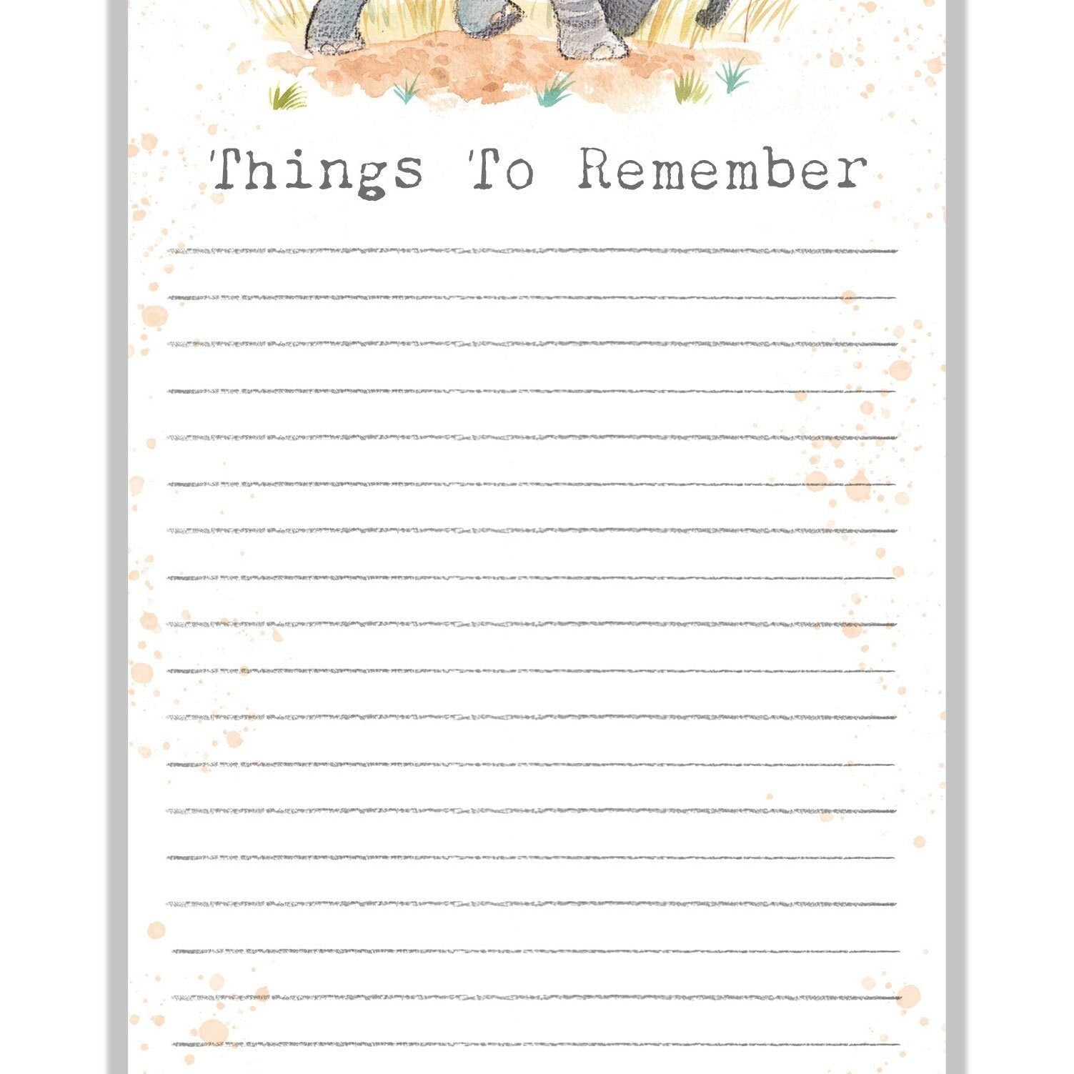 Things to Remember Pad - Elephant with Butterflies