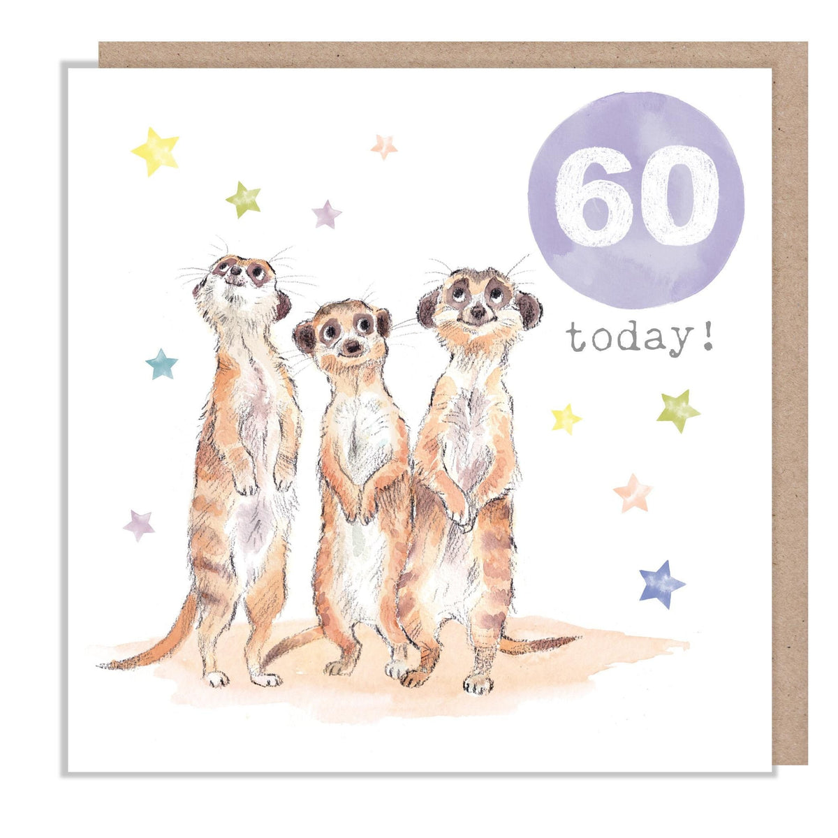 Age 60 Card - Meerkats with Stars